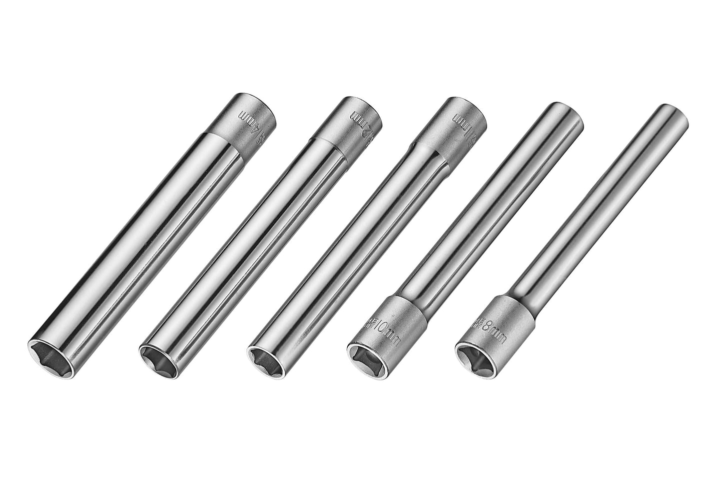 Kauplus 6PCS 3/8-Inch Drive Deep Metric Socket Set 6PT 8-10-11-12-14MM W 1/4-Inch Adapter- Extra Long Deep 120MM