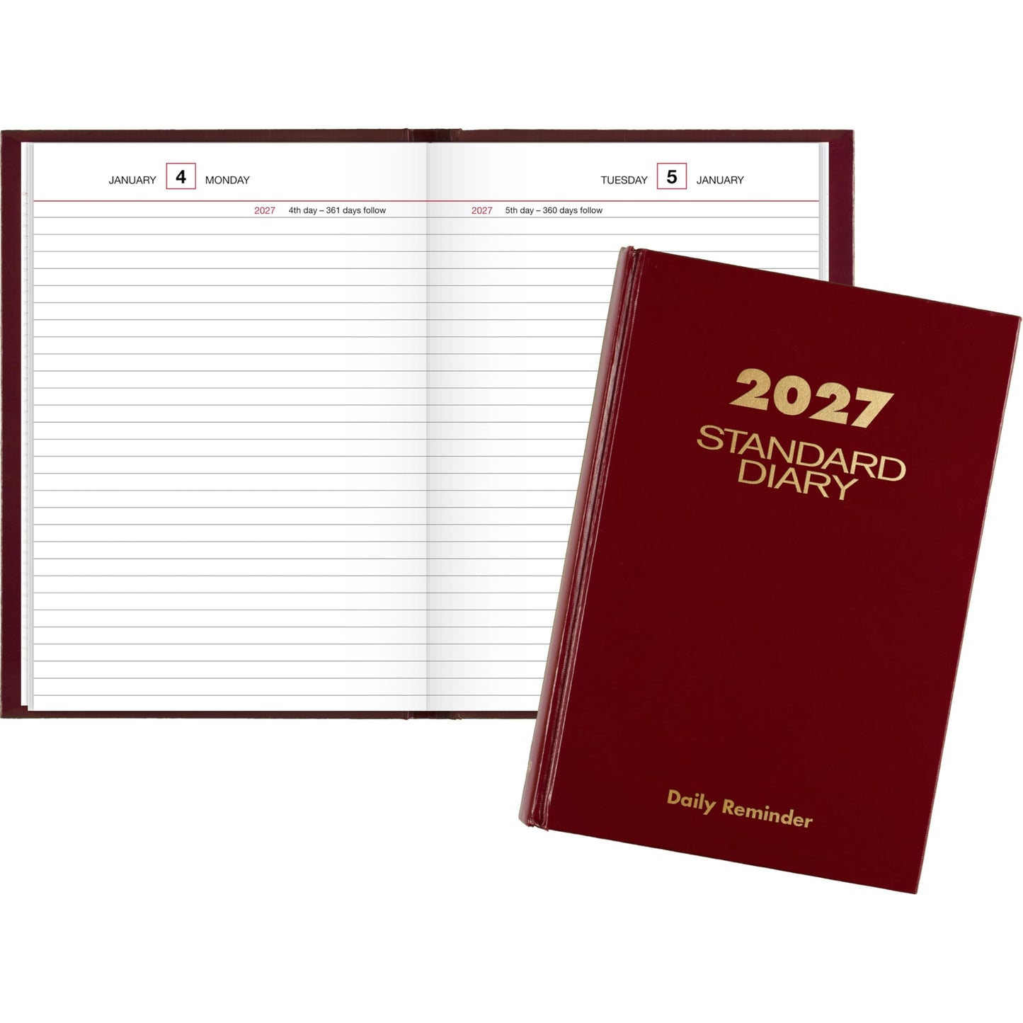 AT-A-GLANCE 2027 Daily Planner, Standard Diary, 5.75" x 8.25" Reminder Journal, Hardcover, Red (SD3891327)