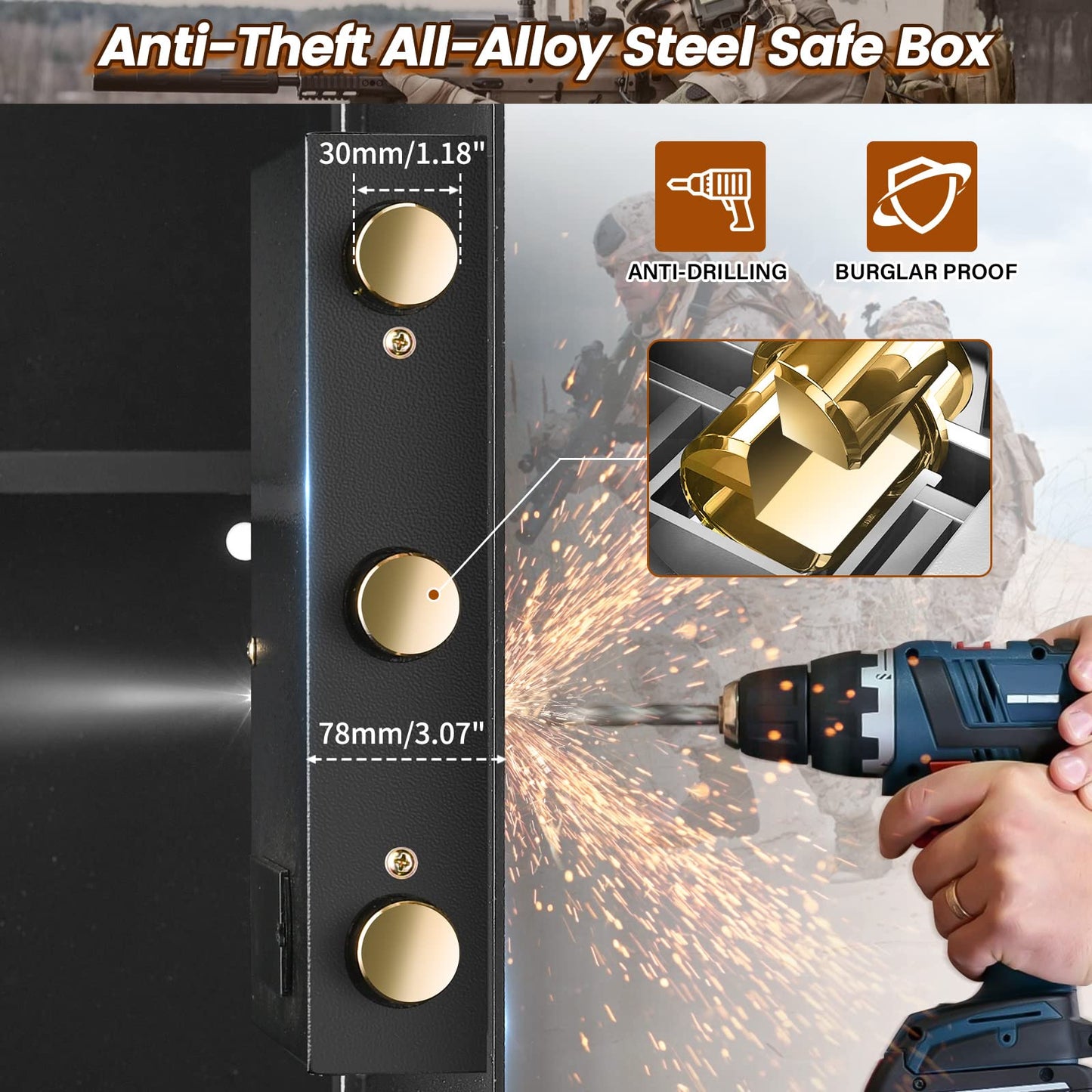 2.8 Cu Ft Large Fireproof Safe Boxes for Home Use, Large Home Safe with A4 Fireproof Document Bag & Mute Function, Combination Lock Box for Money Firearm Medicine Document