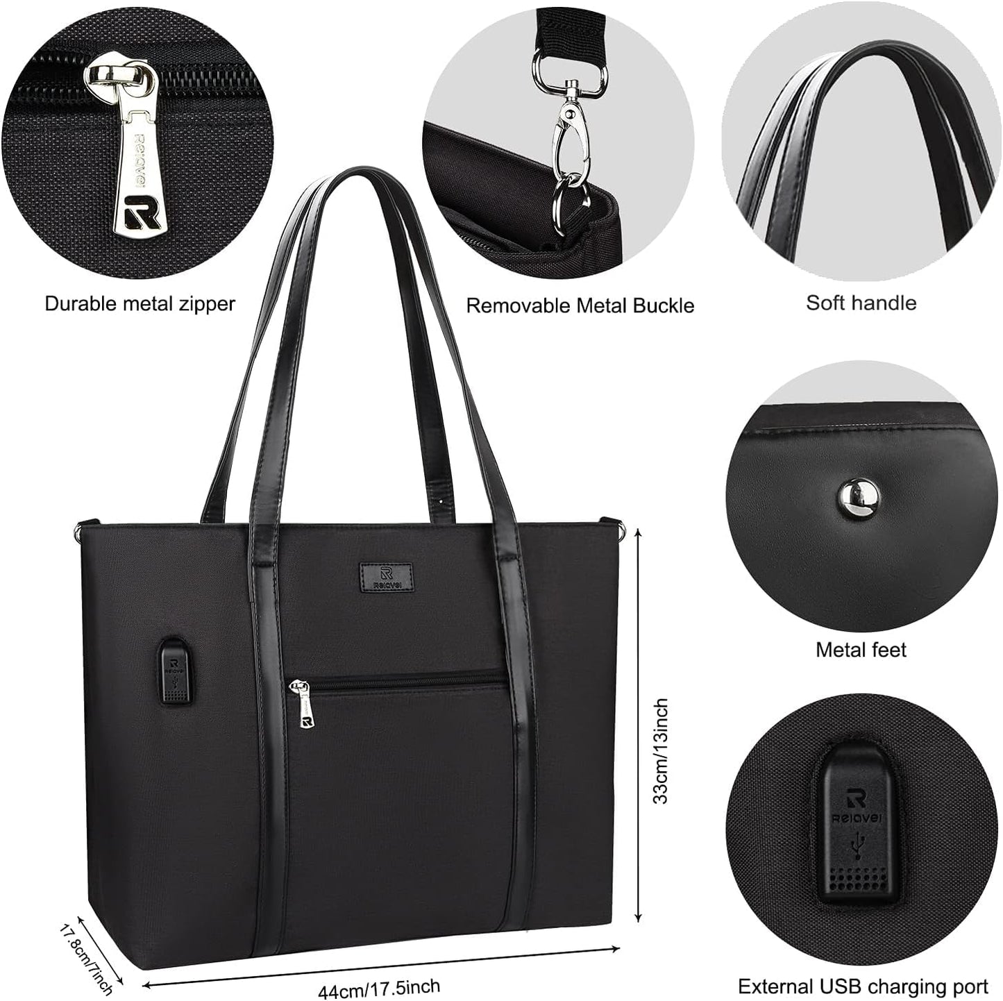 Laptop Tote Bag for Women 17.3 Inch Laptop Bag Large Teacher Tote Bag Waterproof Nylon Work Bag with Wristlet Wallet Computer Tote Bag Handbag Satchel Shoulder Bag (2pcs)
