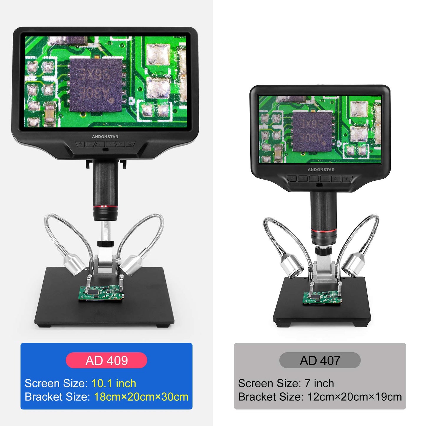 Andonstar 10.1'' WIFI HDMI Digital Microscope AD409, 1080P Long Object Distance PCB Soldering Microscope for Electronics Repair, Support PC Connection to Measure