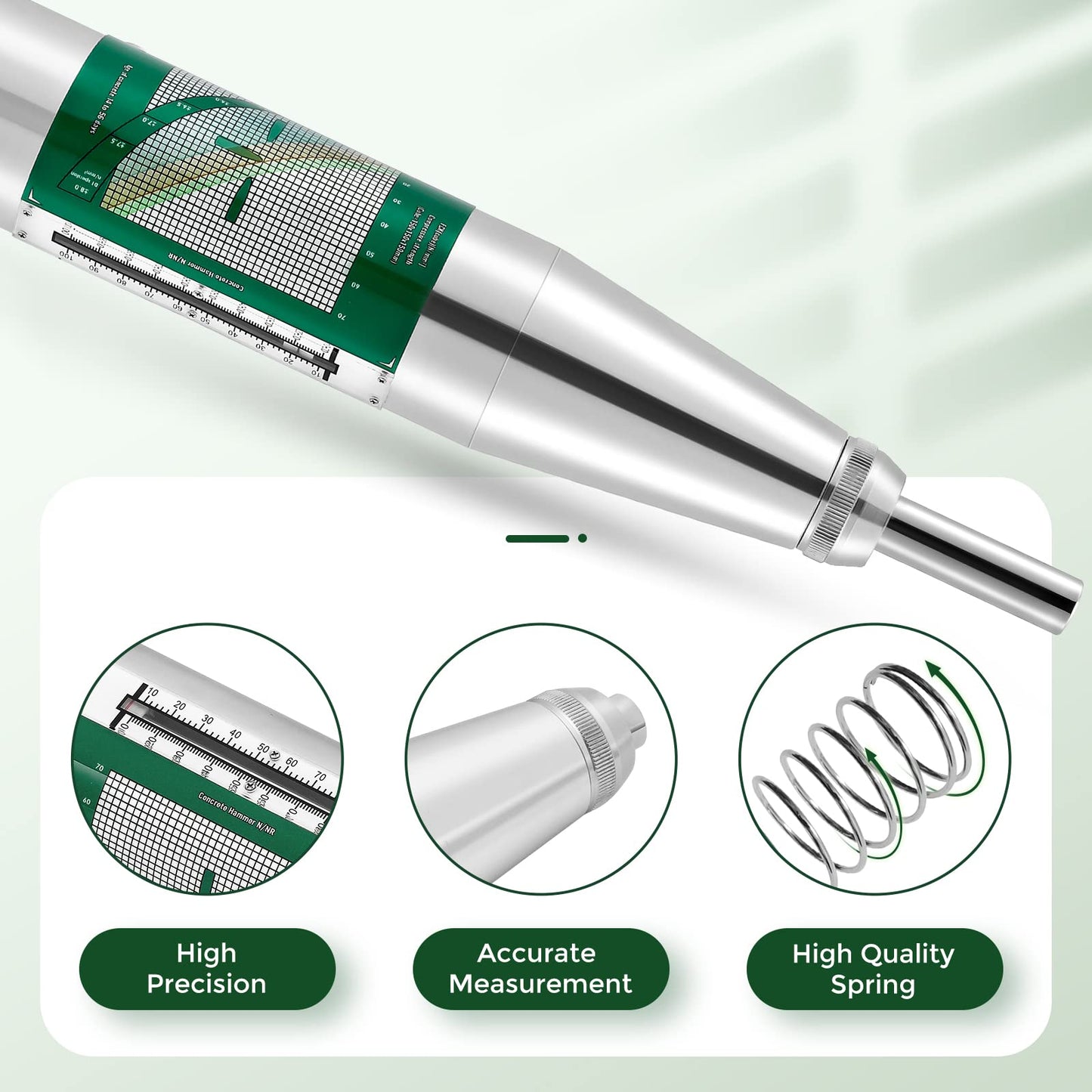 Antstone Concrete Rebound Hammer Tester Schmidt Hammer Mechanical Strength Resiliometer Test Meter 10-60Mpa (1450-8702psi)