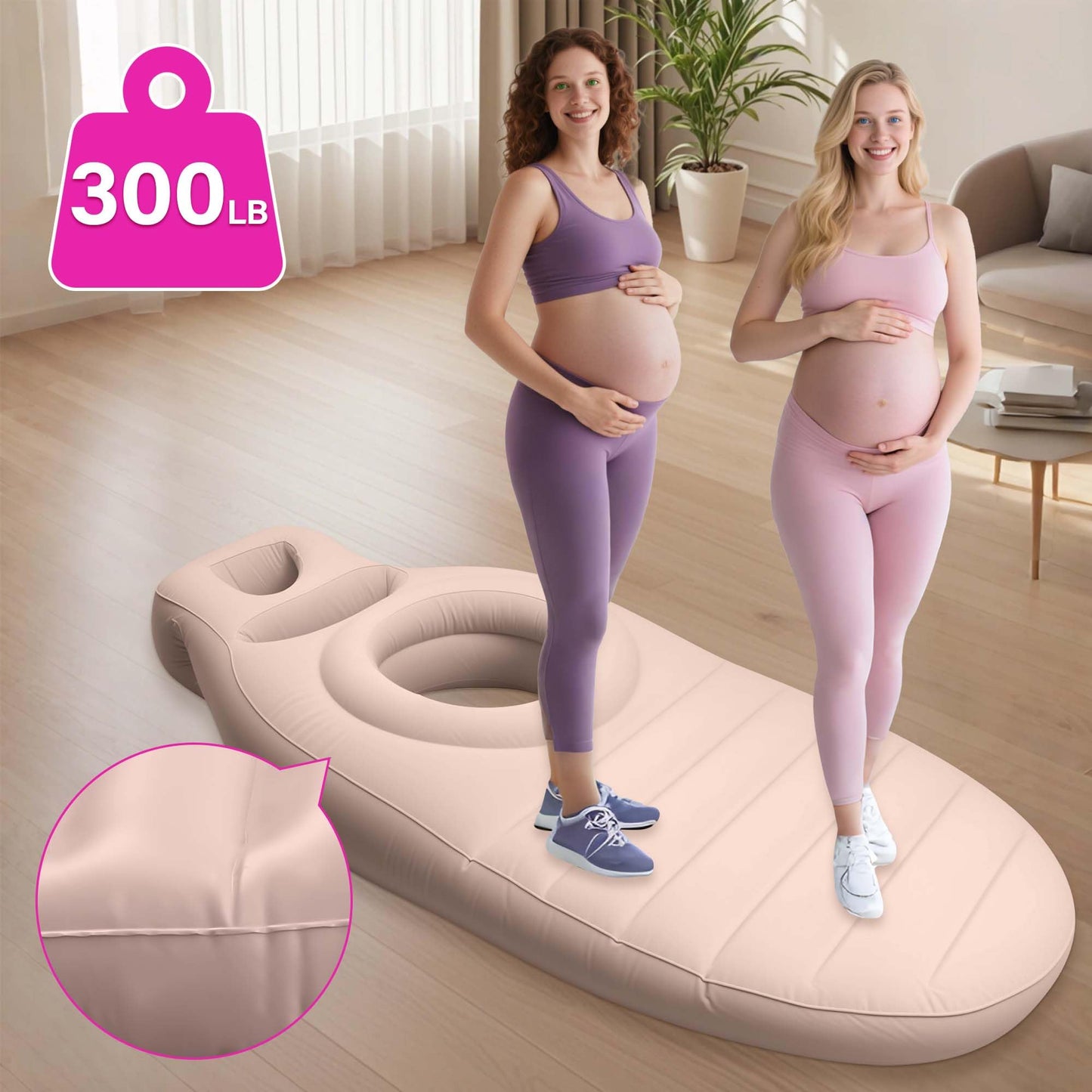 KSFJEU Inflatable Pregnancy Pillow with Belly & Face Opening,Full Body Maternity Airbed for Stomach Sleeping,Portable Prone Support Bed for Expecting Moms,Portable & Includes Electric Pump Gray