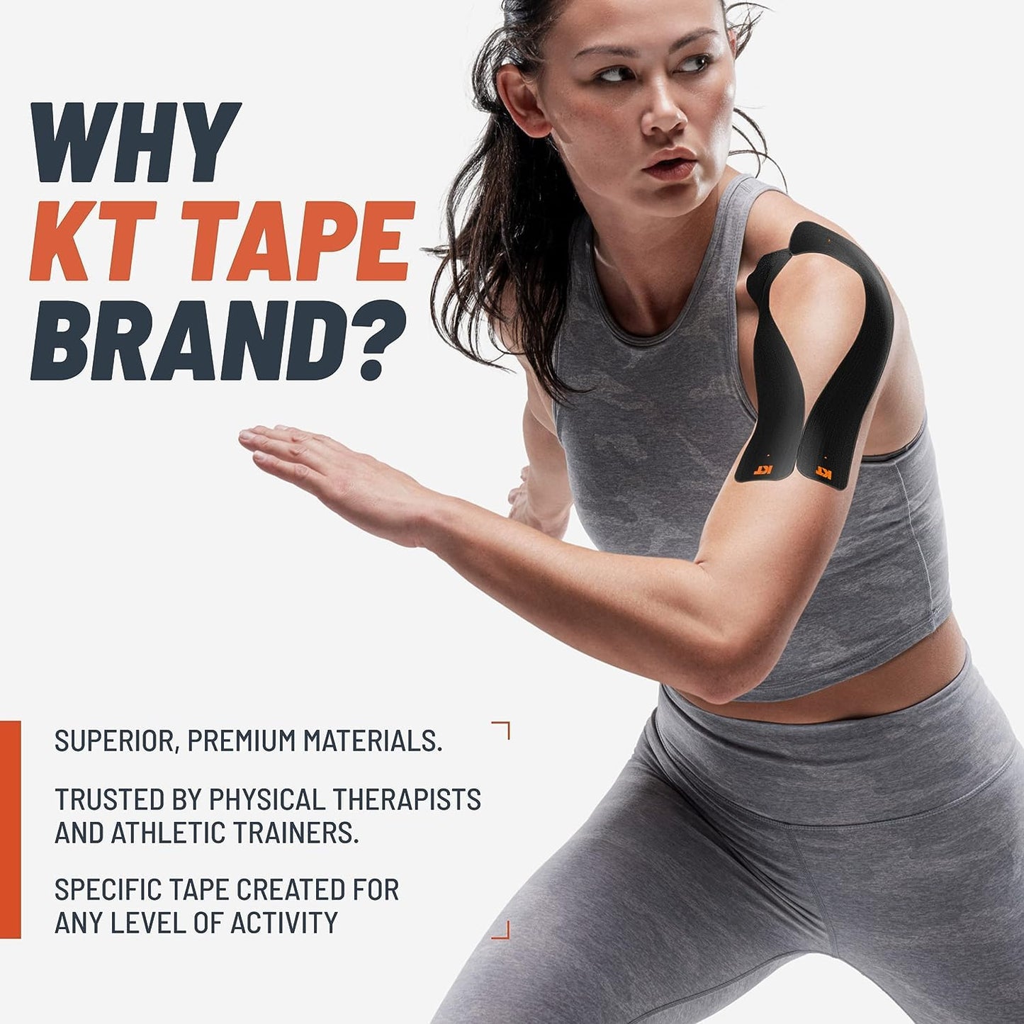 KT Tape, Original Cotton, Elastic Kinesiology Athletic Tape, 125’ Uncut Roll, Black