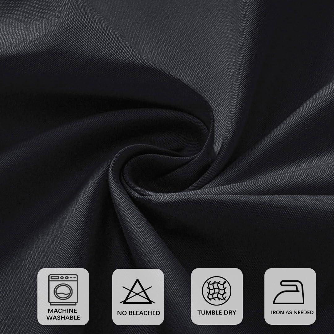 8 Packs 90 Inch Black Round Tablecloth in Diameter, Washable Polyester Fabric Tablecloths, Wrinkle Resistant Table Cloth for Wedding Party Banquet Dining