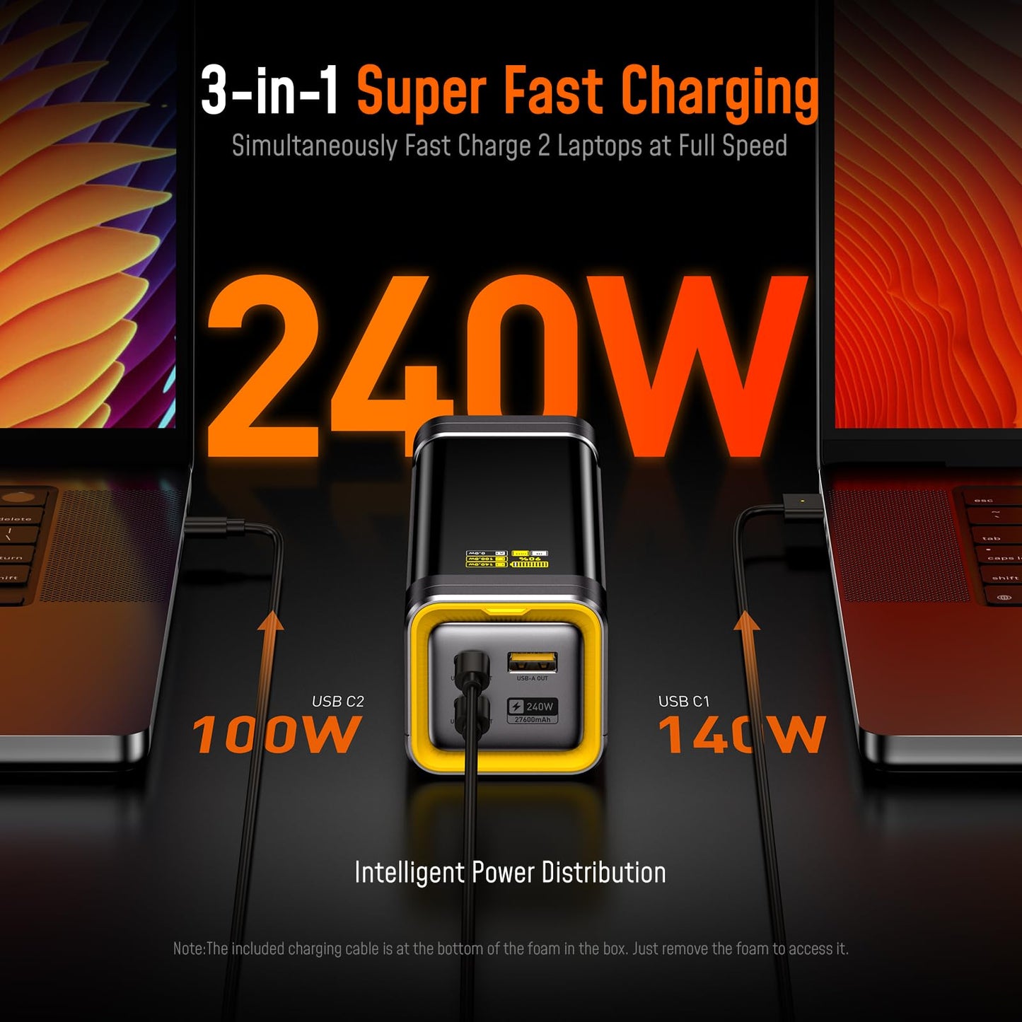 AOHI 240W Laptop Power Bank 27600mAh Portable Fast Charger (99.3wh), Airline-Compliant, 140W PD 3.1 Large Battery Pack The Future Starship for MacBook, iPad iPhone 16 Pro Max,Galaxy,Steam Deck, Grey