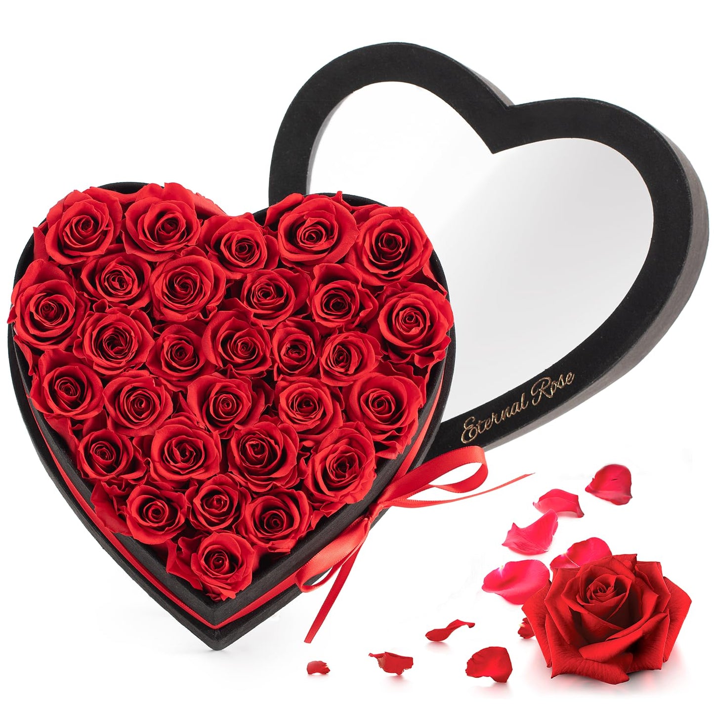 Agrul Mothers Day Roses Gifts for Mom,Forever Preserved Flowers Roses in a Heart Shape Box, for Wife Women Mom Grandma from Daughter,Fresh Flowers for Delivery/28Pcs Red