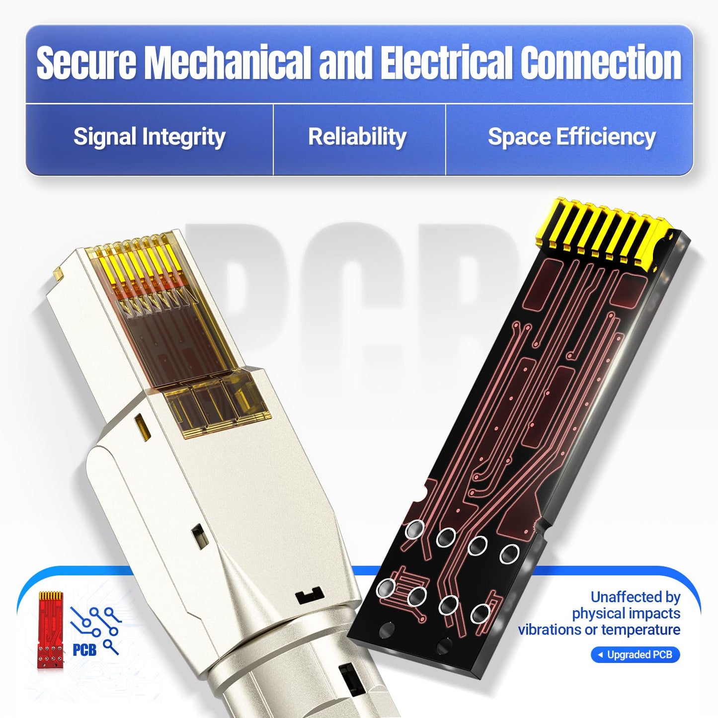 AMPCOM STP CAT8 RJ45 Connector Zinc-Alloy Tool-Free Ethernet Field Termination Modular Plug -12 pack