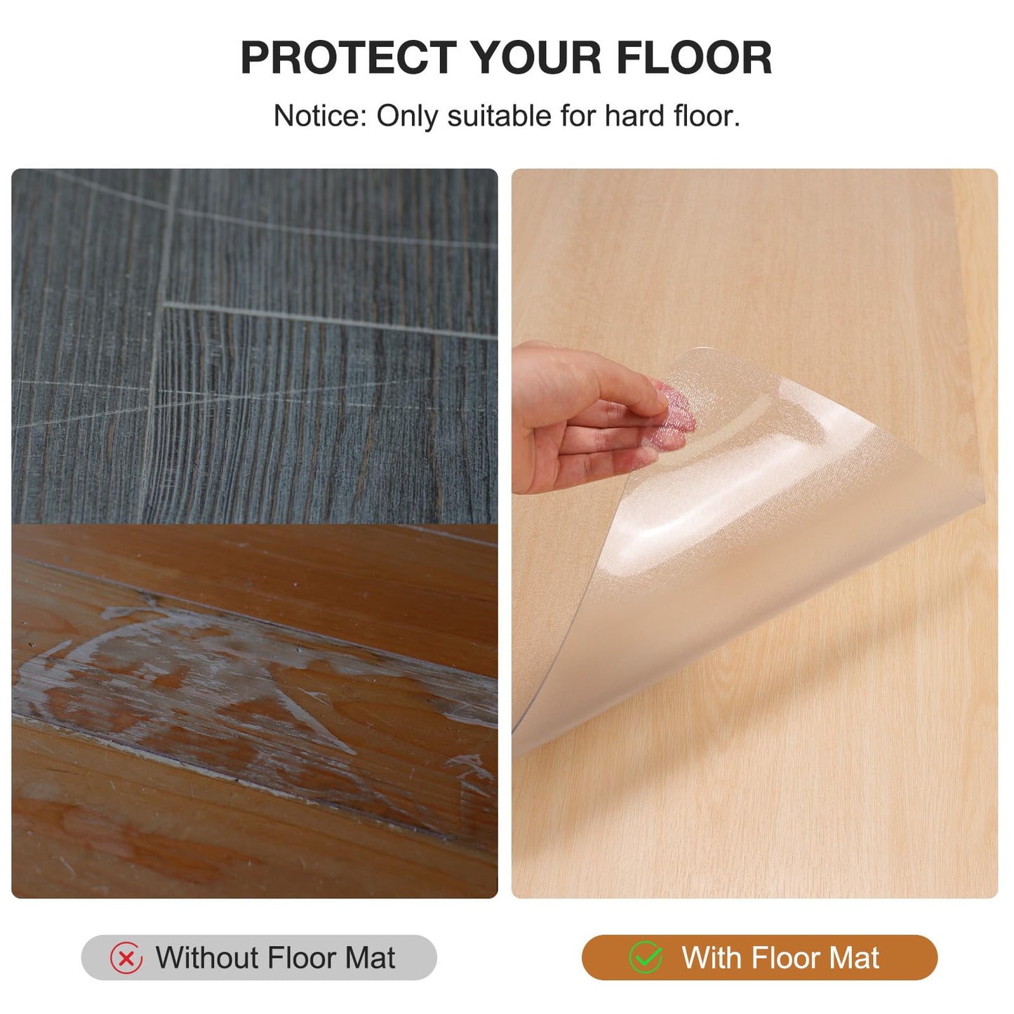 Mymeely Floor Mat for Home, 5'x7' Upgraded Clear Area Rug for Dining Room, Non-Slip Hard Floor Living Room, PVC Waterproof Vinyl Floor Protector Mat, Large Plastic Under Bedroom, Kitchen, Table