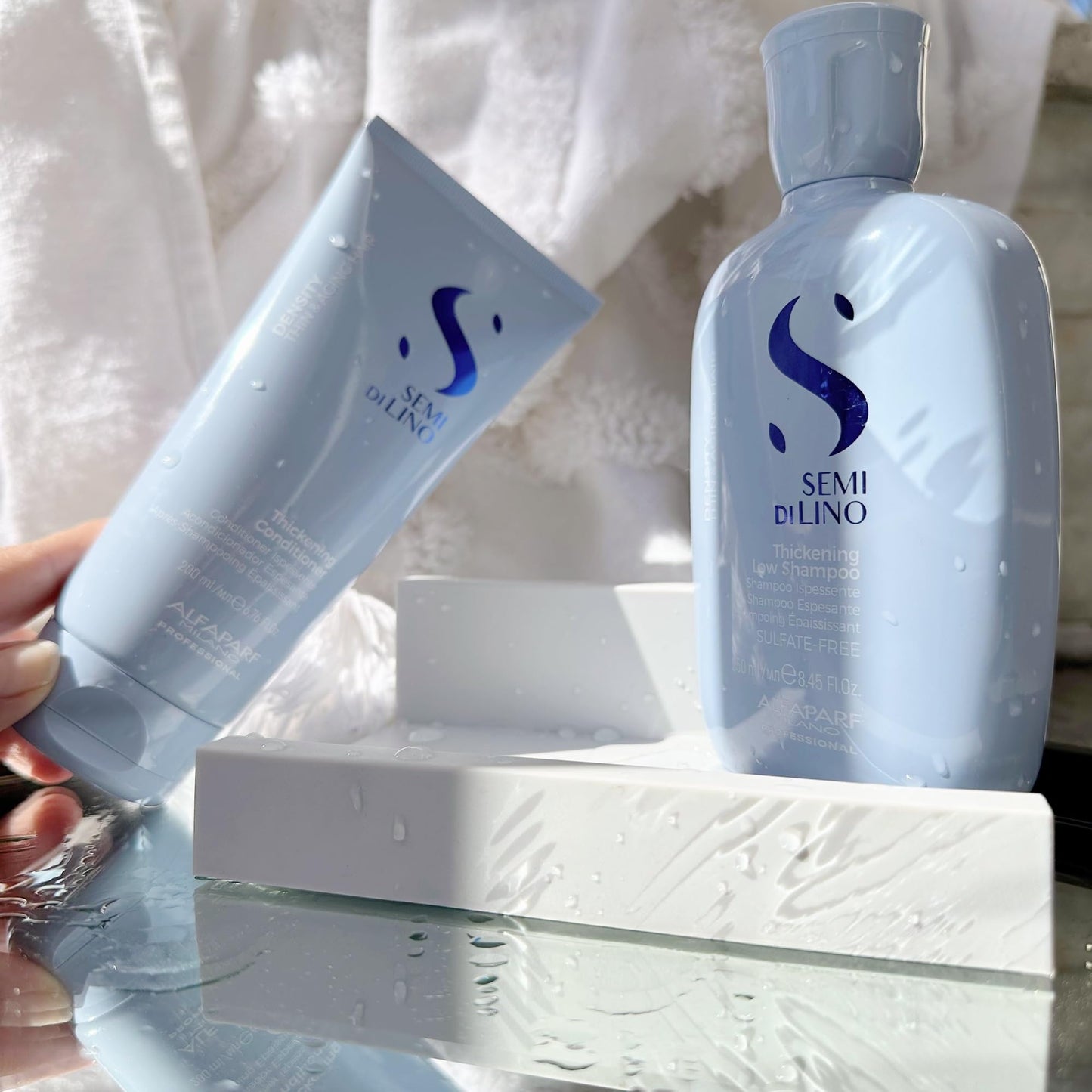 Alfaparf Milano Semi Di Lino Density Conditioner - Sulfate-Free Detangling Conditioner - Moisturizing Conditioner for Thin Hair with Filler Complex - Provides Softness & Added Volume