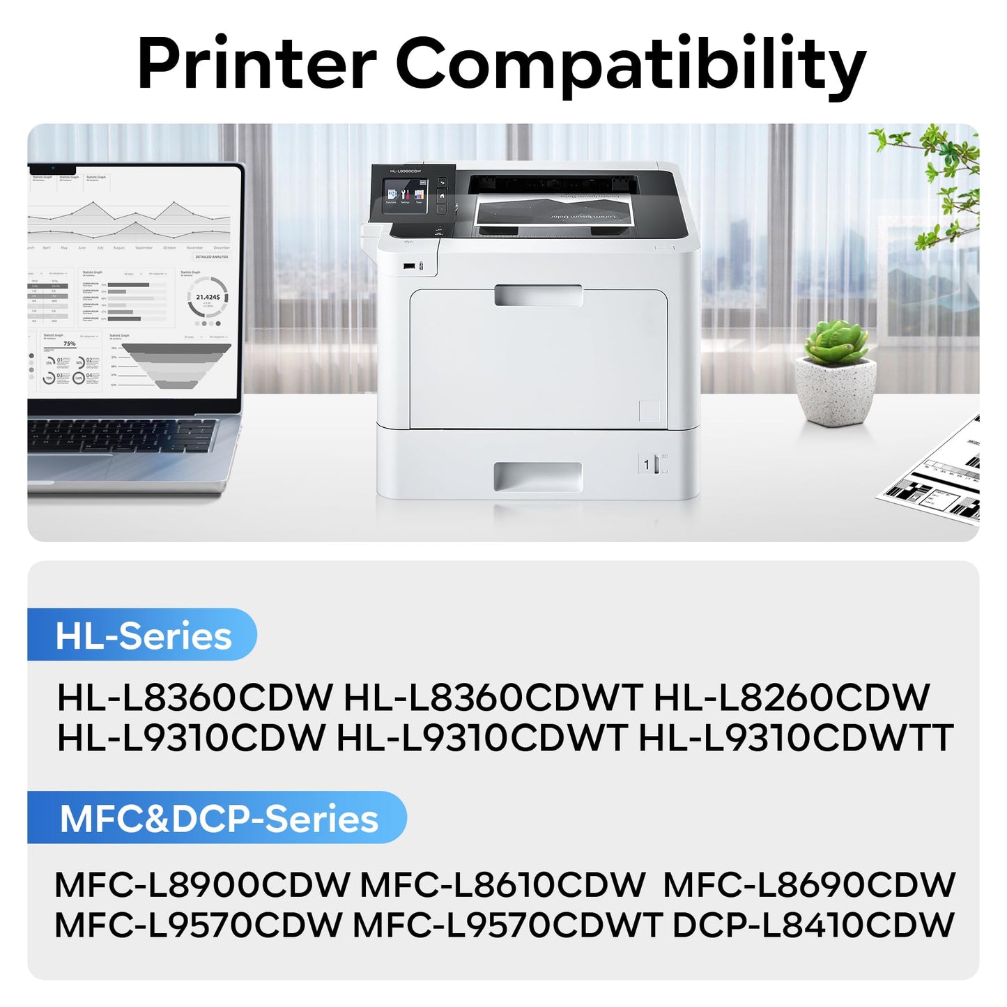 TN-431 TN431 Black Toner Cartridge Compatible TN-431BK TN431BK Replacement for Brother TN431 TN-431 TN-431BK MFC-L8900CDW HL-L8360CDW Toner Printer (2 Black).