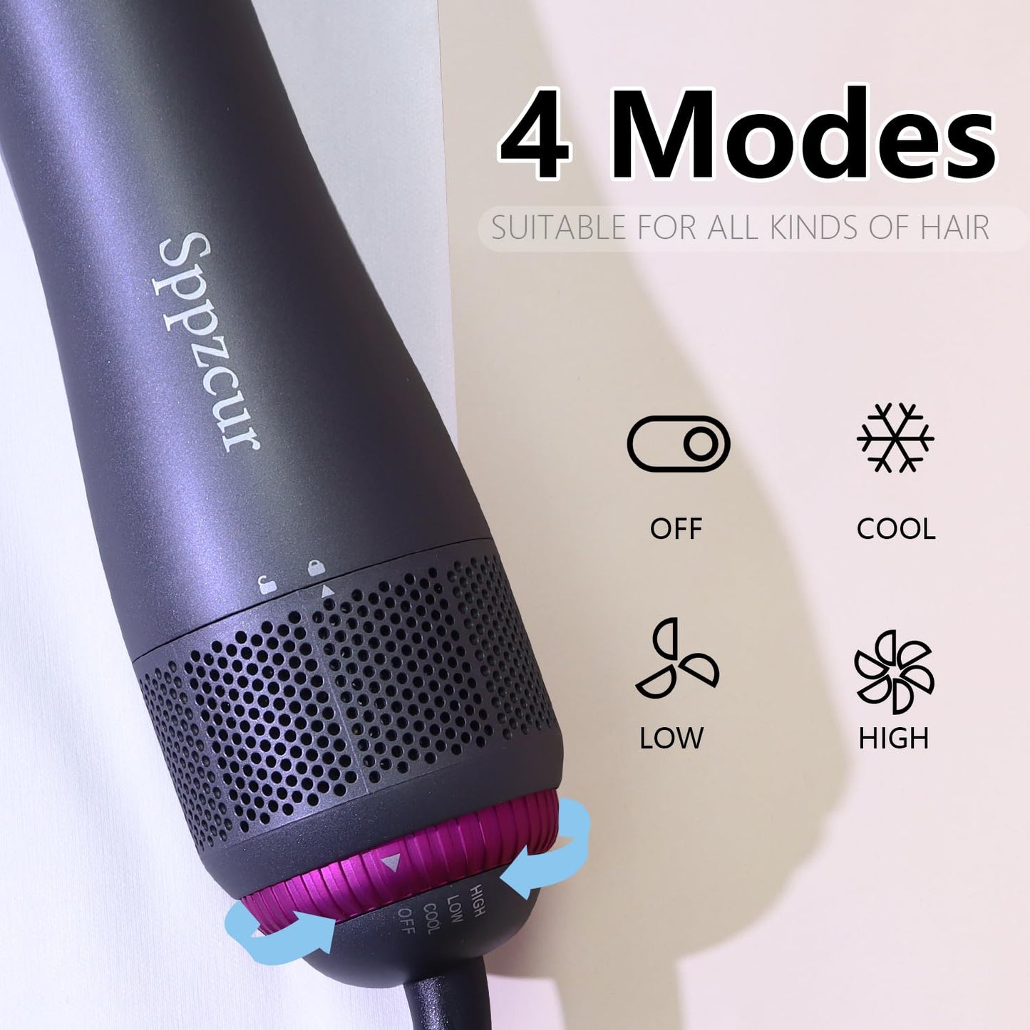 Hair Blow Dryer Brush 4-in-1, Blowout Brush,Negative Ion Detachable Hair Dryer with Diffuser,Hot Air Brush, with Straightener Brush for Women,Hair Salon at Home