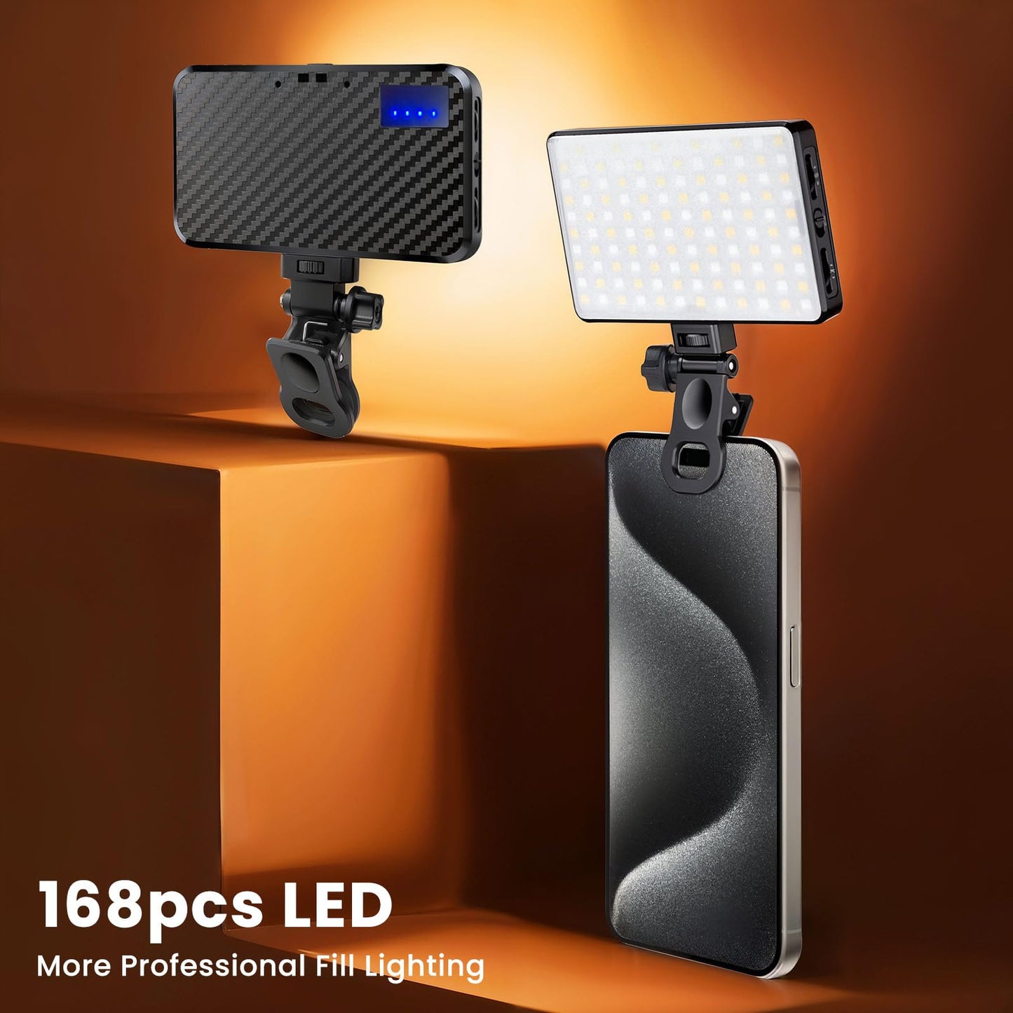168 LED Portable Selfie Light for iPhone,Rechargeable iPhone Light Clip,3000mAh,9000K CRI95+ Alix Earle Lighting for Video Recording,TikTok,YouTube,for Phone, Camera, Laptop, iPad,