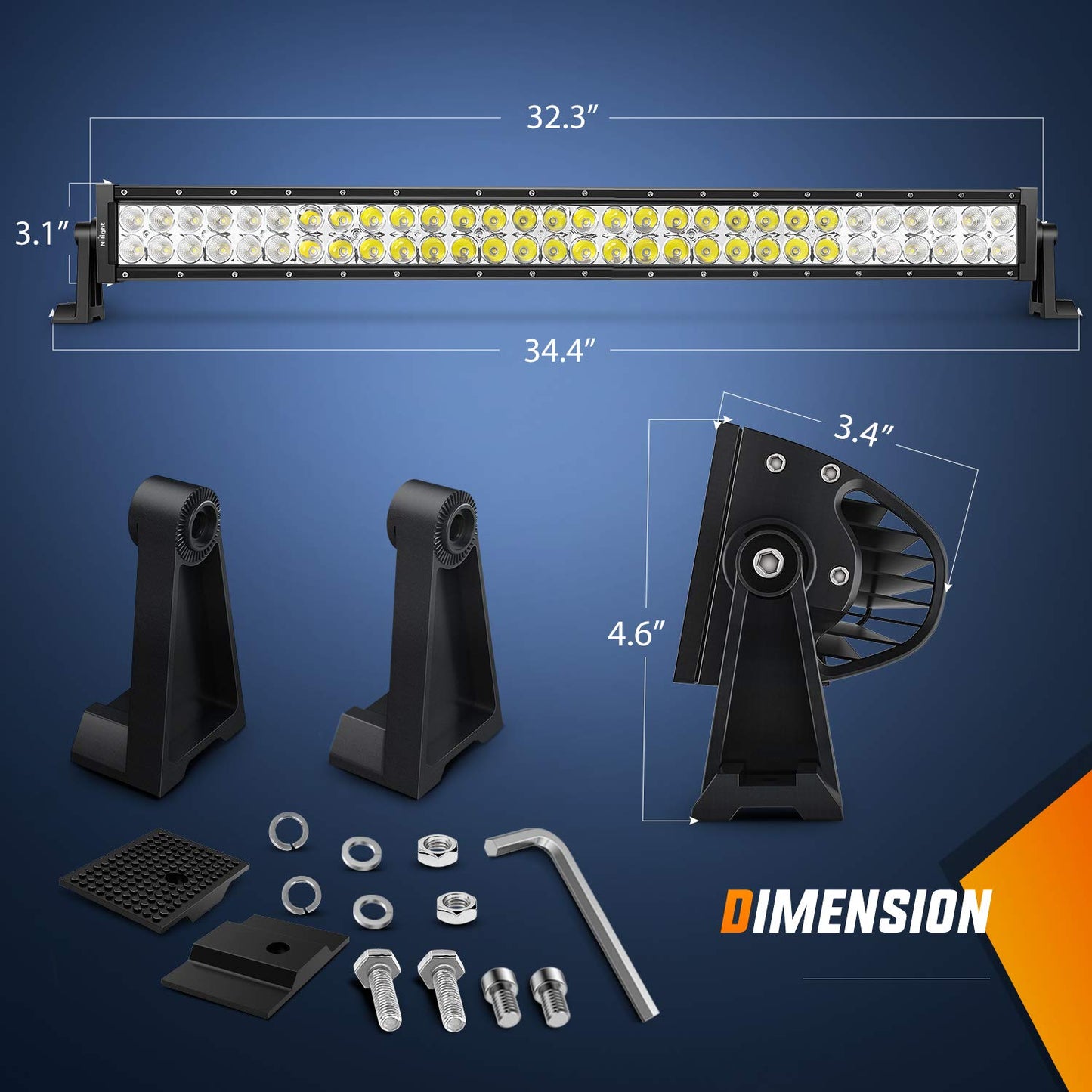 Nilight LED Light Bar 32 Inch 180W 12600LM Spot Flood Combo Driving Lamp Roof Bumper Off Road Work Pods for Van Camper Wagon Car Pickup Golf Cart ATV UTV SUV Truck Boat 4x4