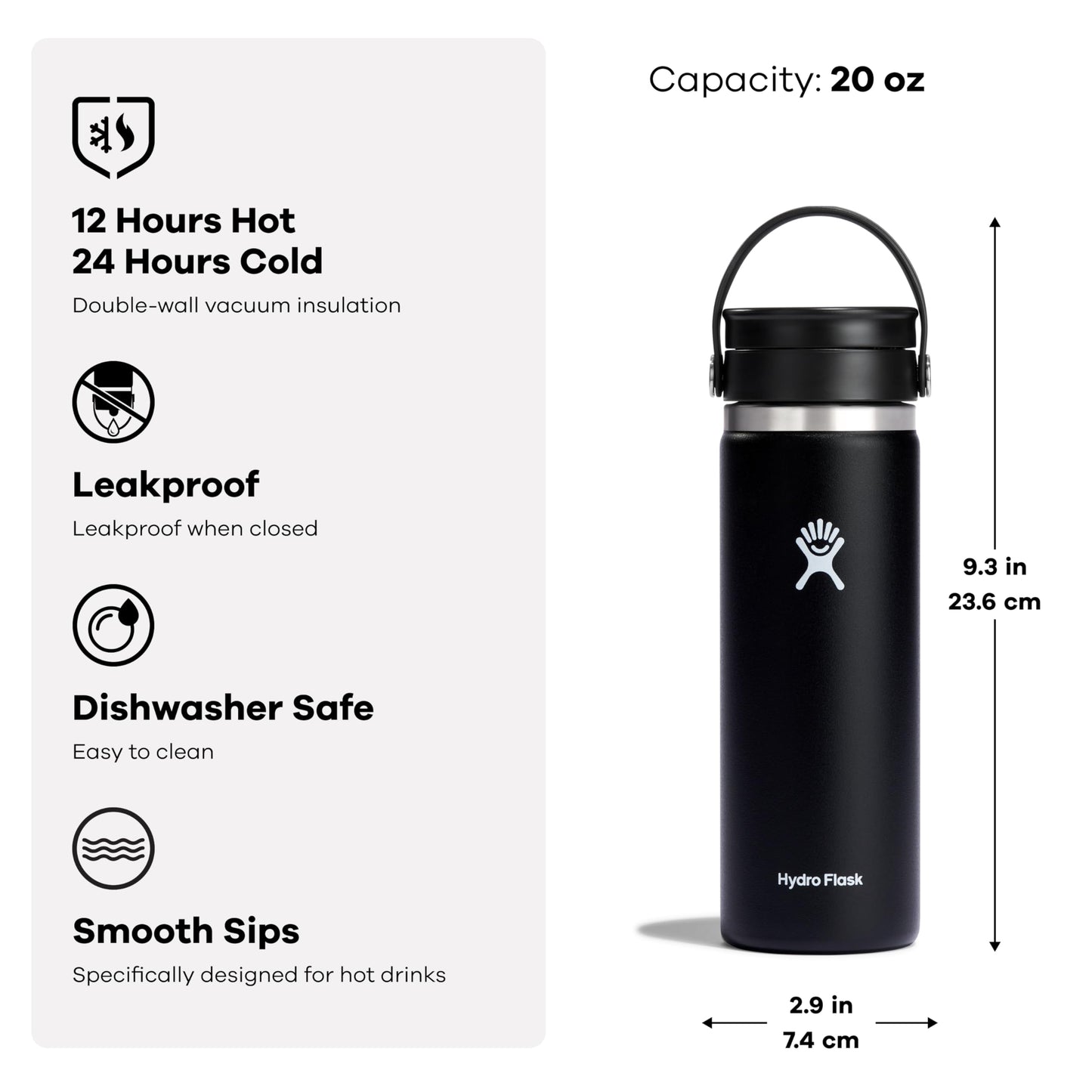 Hydro Flask Flex Sip Coffee Tumbler – Insulated Stainless Steel, Non Spill, Leak Proof Travel Coffee Cup 20 Oz Reef Pink