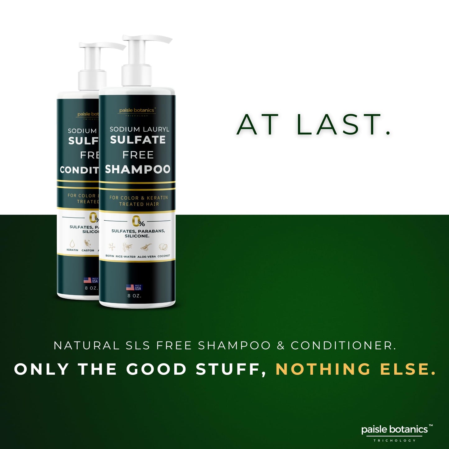 Sodium Lauryl Sulfate Free Shampoo and Conditioner Set Sulfate Free Shampoo and Conditioner For Color Treated Hair ALL NATURAL Women & Men Shampoo and Conditioner SLS Paraben and Sulfate Free Shampoo