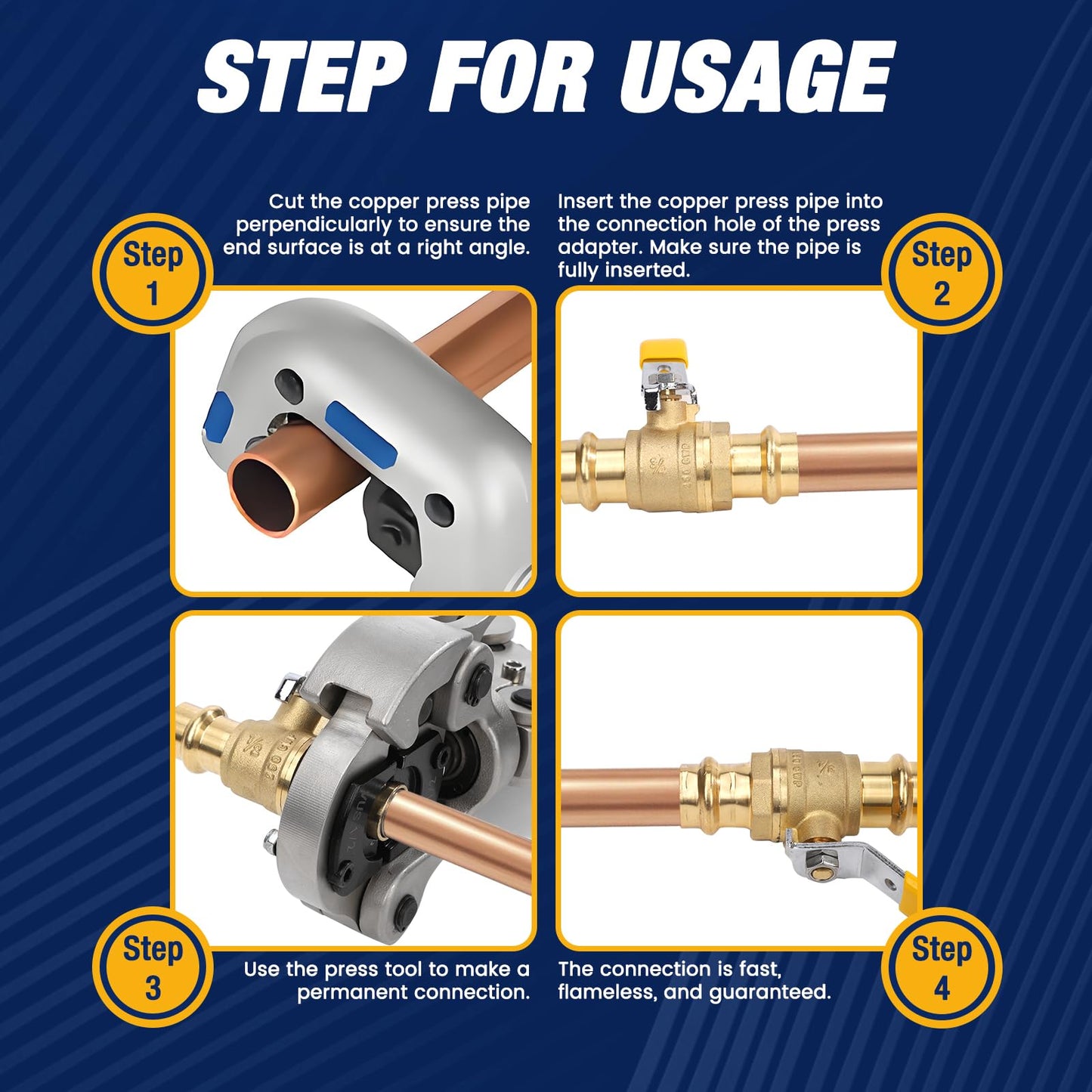 ABBIEMO 10PCS 1/2" Press Propress Ball Valve with EPDM O-Ring 1/4-Turn Full Port Shut Off Stop Valve for Copper Tubing Connection