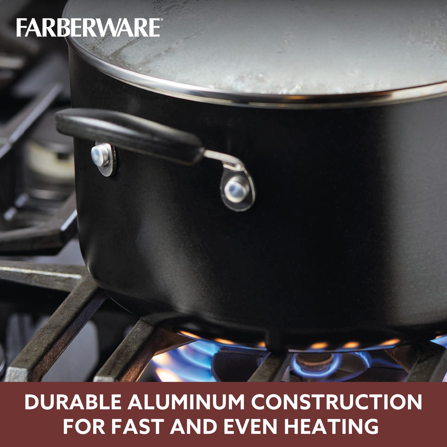 Farberware Smart Control Nonstick Stock Pot/Stockpot with Lid, 6 Quart, Black