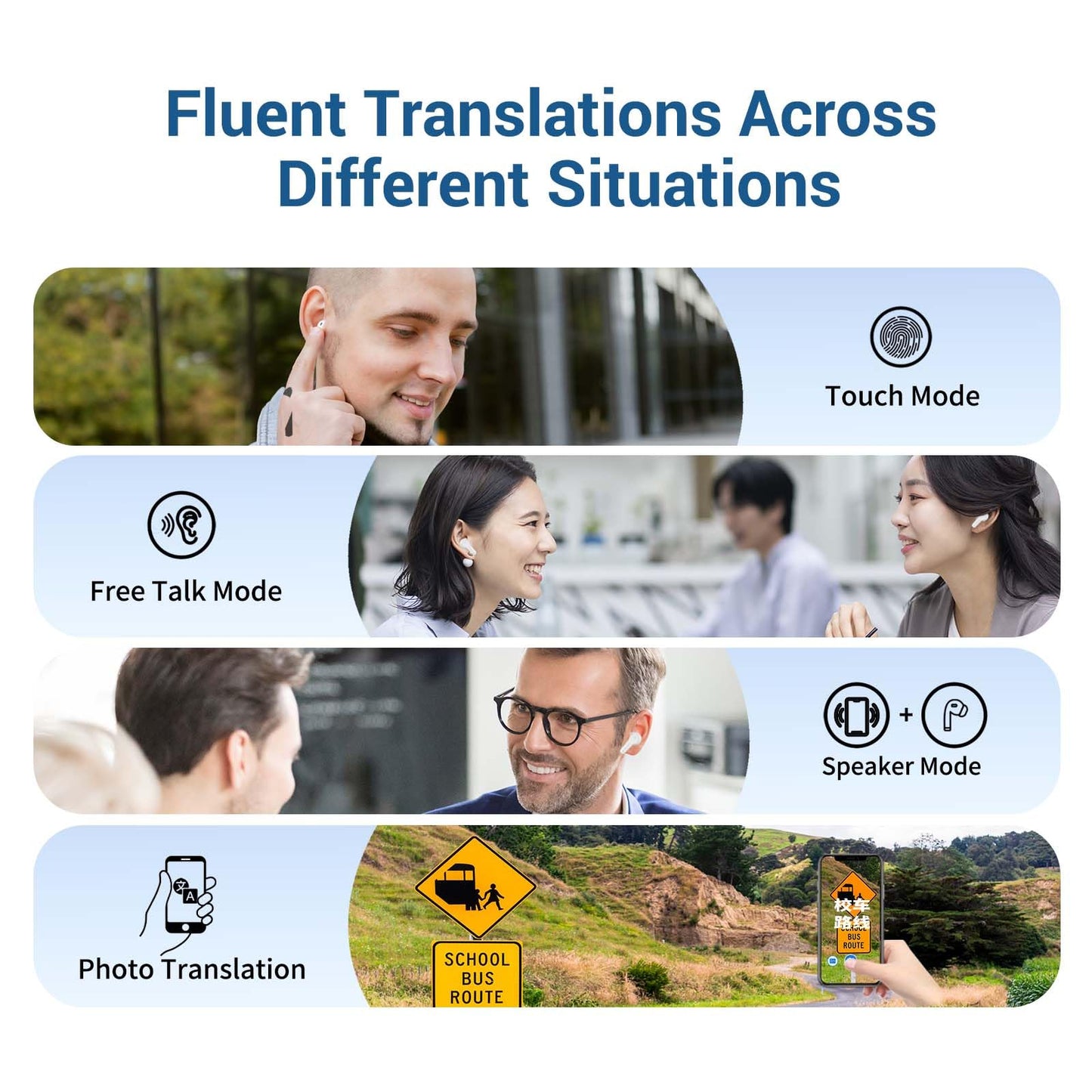 ANFIER M3 Offline Translation Earbuds 74 Languages and Accents Lifetime-Free AI Translation Earbuds Real TimeTranslator Device in Real Time fit iOS & Android with Earbuds Cleaning Brush