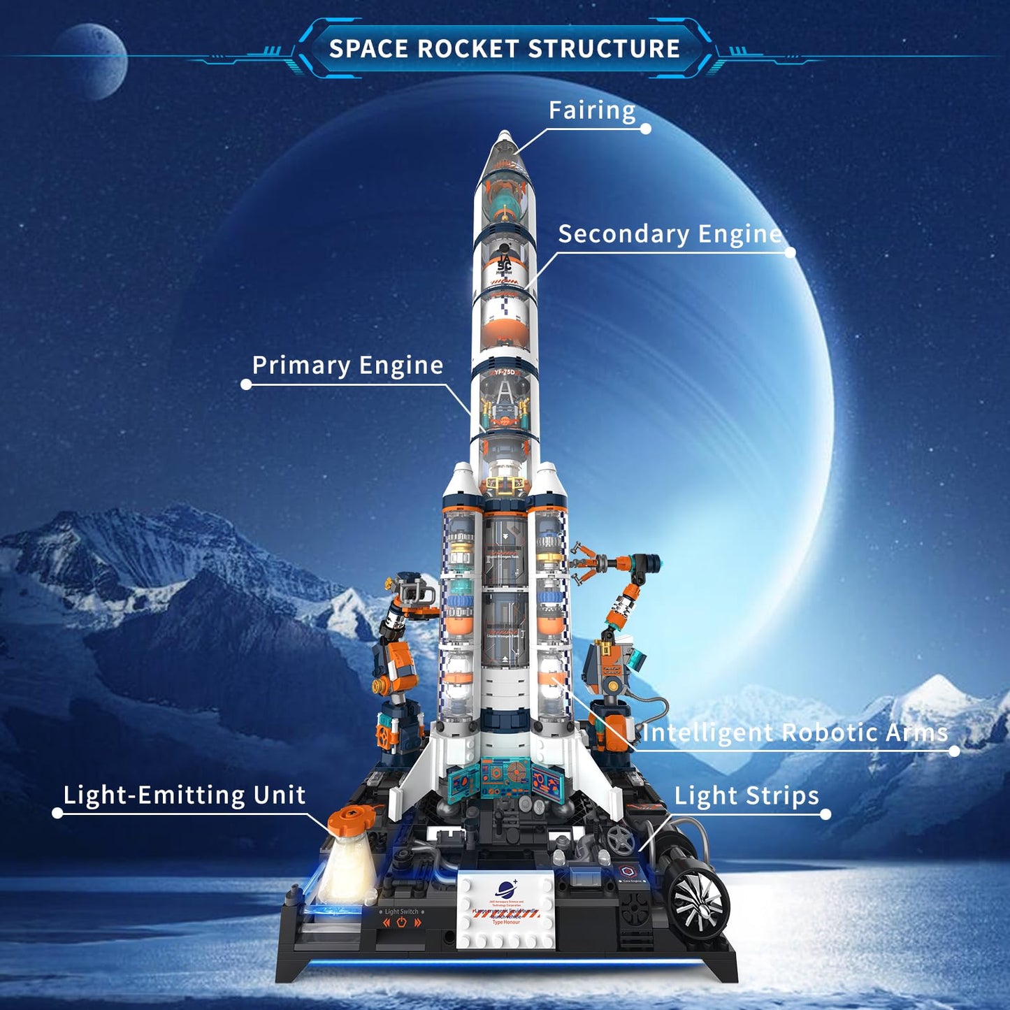 JMBricklayer Space Rocket Building Sets for Boys, Space Shuttle Rocket Ship for Adults, Spaceship Model Kits with Special Lights 70142, Ideal Gifts for Fathers Day, Kids 8 9 10 11+(1349PCS)