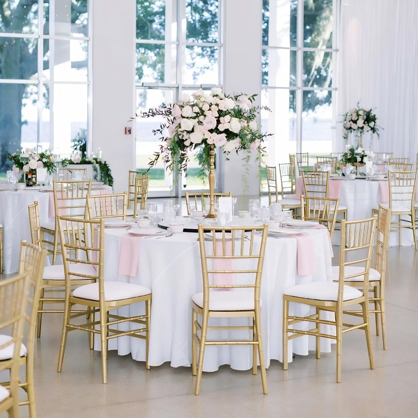 8 Packs Round Tablecloth 90 Inch White Table Cloth for Circle Tables, Washable Polyester Fabric Tablecloths, Wrinkle Resistant Table Cloth Round Cover for Wedding Party Banquet Dining