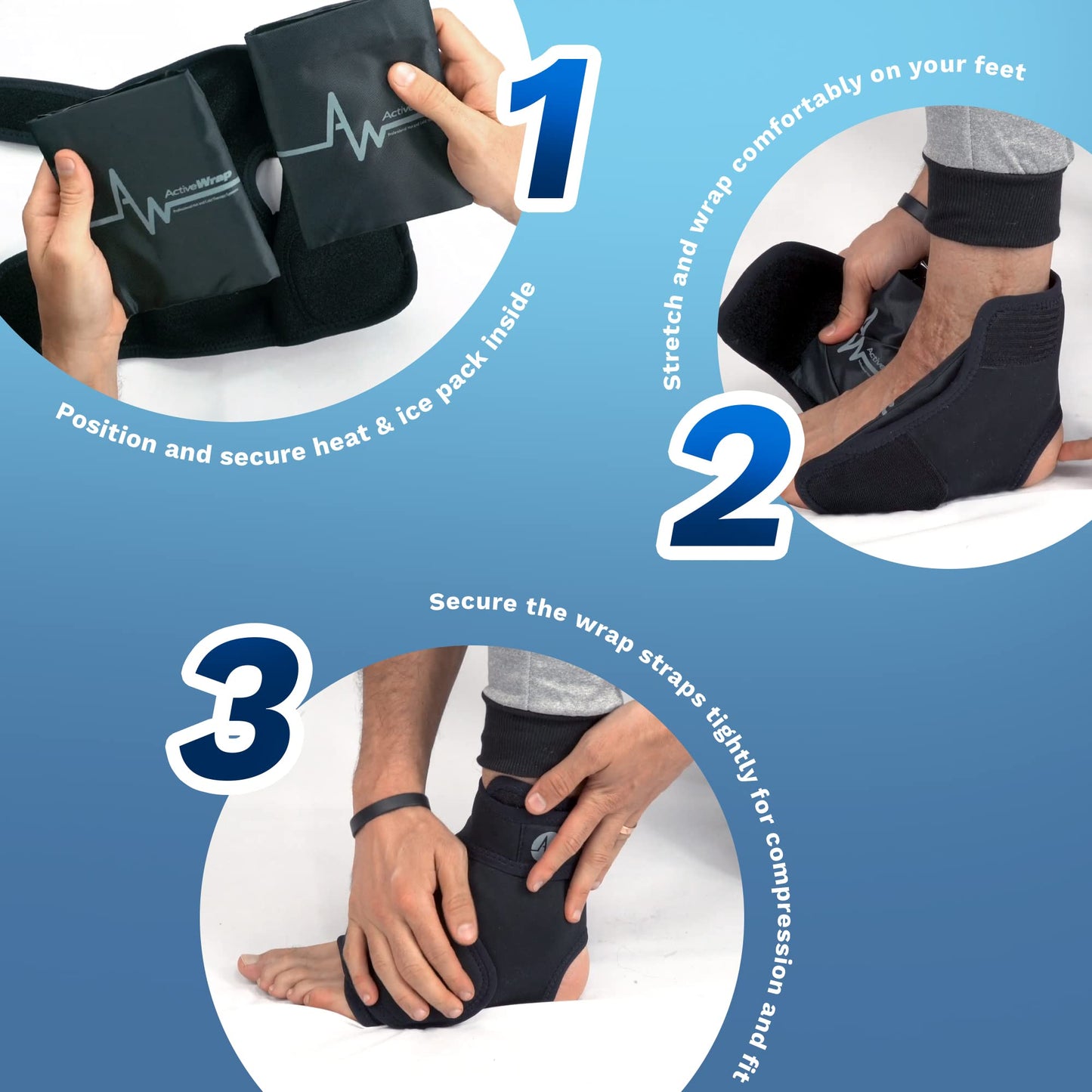 ActiveWrap Foot & Ankle Heat and Ice Pack Wrap for Heel, Arch, and Ankle Discomfort, Swelling, Soreness, and Injury Recovery– Reusable Hot & Cold Wrap with Adjustable Compression Straps, Large/X-Large