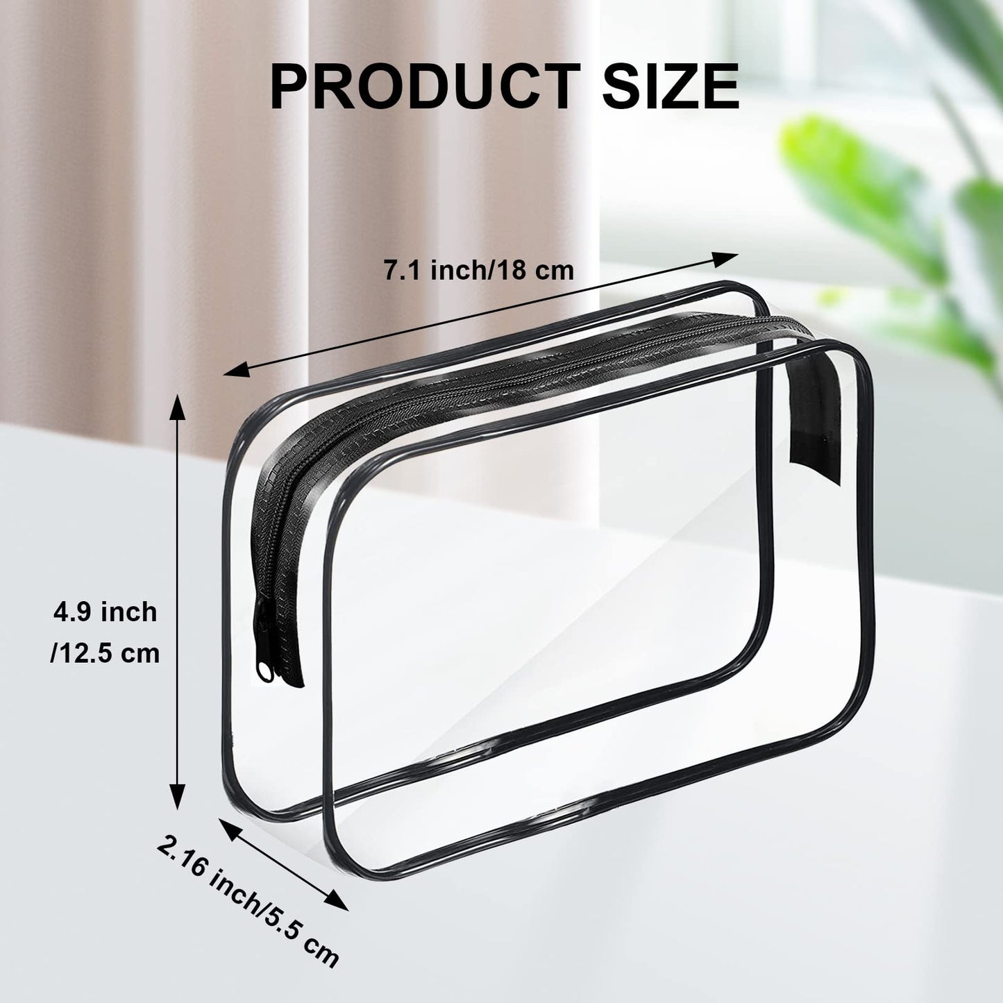 Merkaunis 36PCS Clear Makeup Bags Bulk Cosmetics Bags Plastic Travel Bags Toiletry Bags With Zipper Waterproof Portable Bags for Travel, Women, Men, Bathroom Organizing, Black