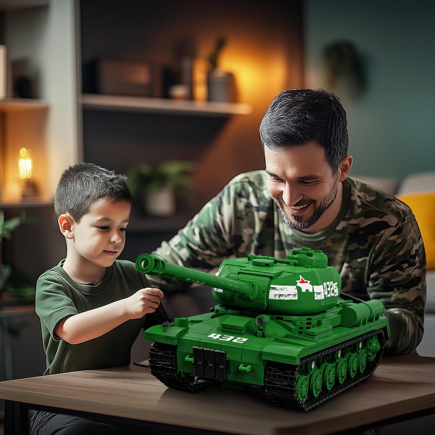 Brihappen Tanks Building Set for Adult Boys 14+ (1402 Pieces), Military World Classic IS-2 Heavy Tank Building Toy Home Office Collection Model, Birthday Gifts for Building Blocks Lover