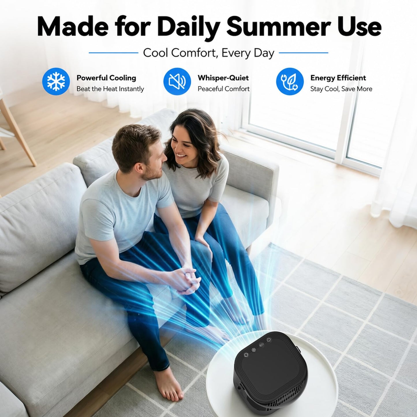Portable Air Conditioners, 4-in-1 Mini Small Air Conditioner Evaporative Air Cooler Fan with 1000ml Water Tank, 3 Speeds & 7 LED Lights, Personal Mini AC with Timer for Bedroom, Desktop, Home, Office