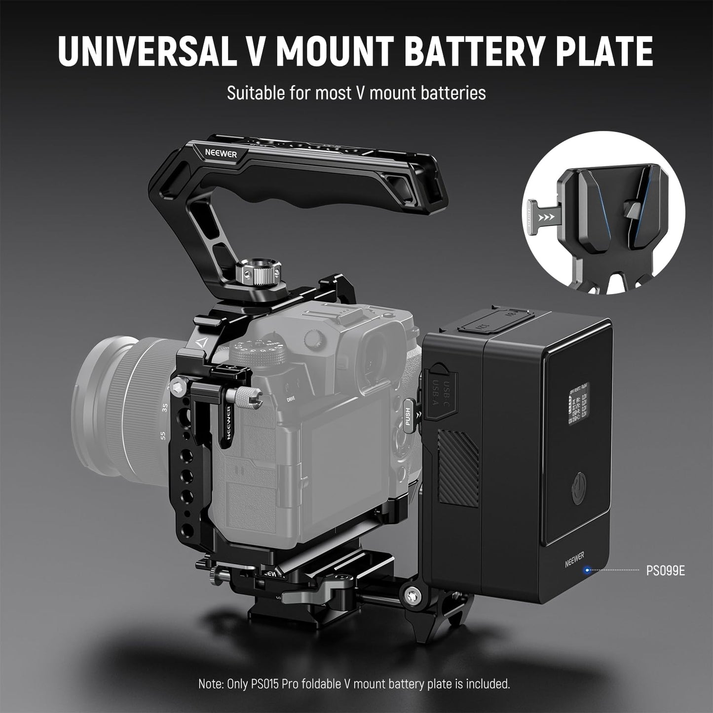 NEEWER Foldable V Mount Battery Plate with Arca Type Quick Release Camera Baseplate, Lightweight DSLR Camera Video Rig Compatible with SmallRig V Mount Battery Cage DJI RS4 RS3 Gimbal, PS015 PRO