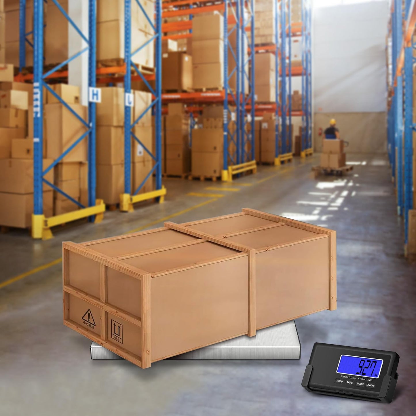 THINKSCALE 440lbs/10g Shipping Scale, Wireless LCD Displays, Heavy Duty Weight Scale Postal Scale, Stainless Steel Large Platform, Scale for Packages, Luggage Scale