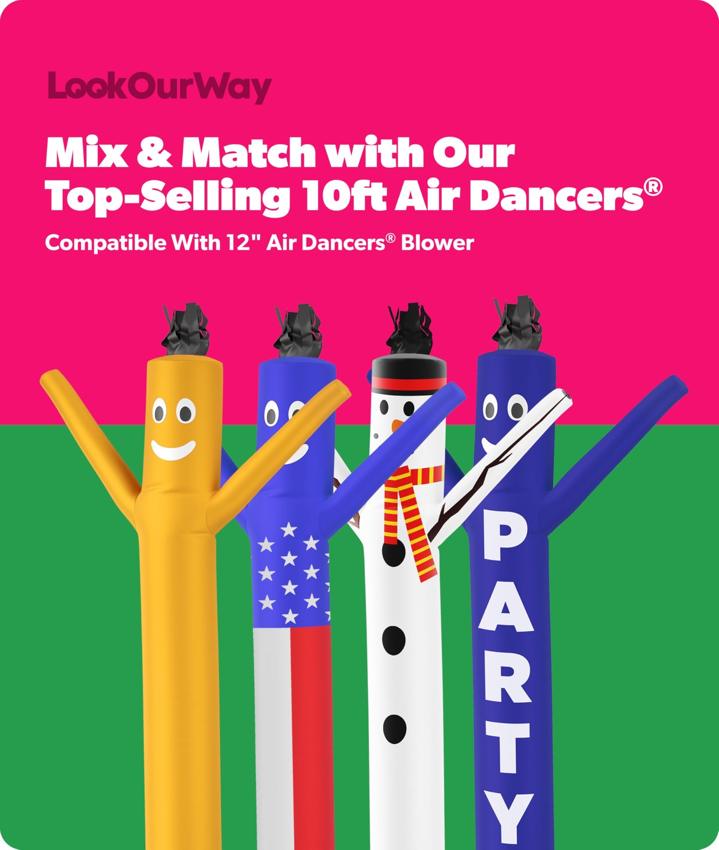 LookOurWay Air Dancers Inflatable Tube Man Attachment - 10 Feet Tall Wacky Waving Inflatable Dancing Tube Guy for Business Promotion - Blower Not Included - Blue