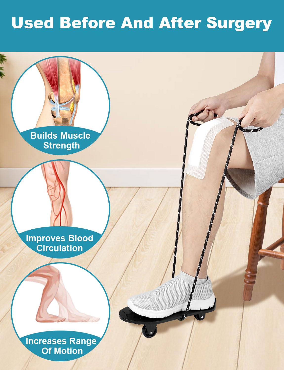 Lamborsafe Knee Glide for Knee Replacement Recovery Aids Kit Knee Therapy Exercise Strengthening Equipment for ACL PCL MCL Knee Surgery Before and After