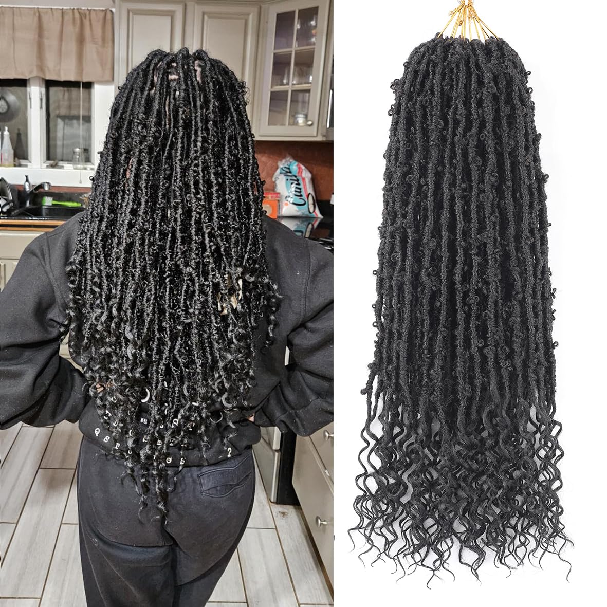 Aipin Butterfly Locs Crochet Hair Goddess Locs Curly Ends 24 Inch Distressed Butterfly Faux Locs Synthetic Butterfly Soft Locs Crochet Hair For Black Women Hair Extensions (24 Inch, 6packs,1B)