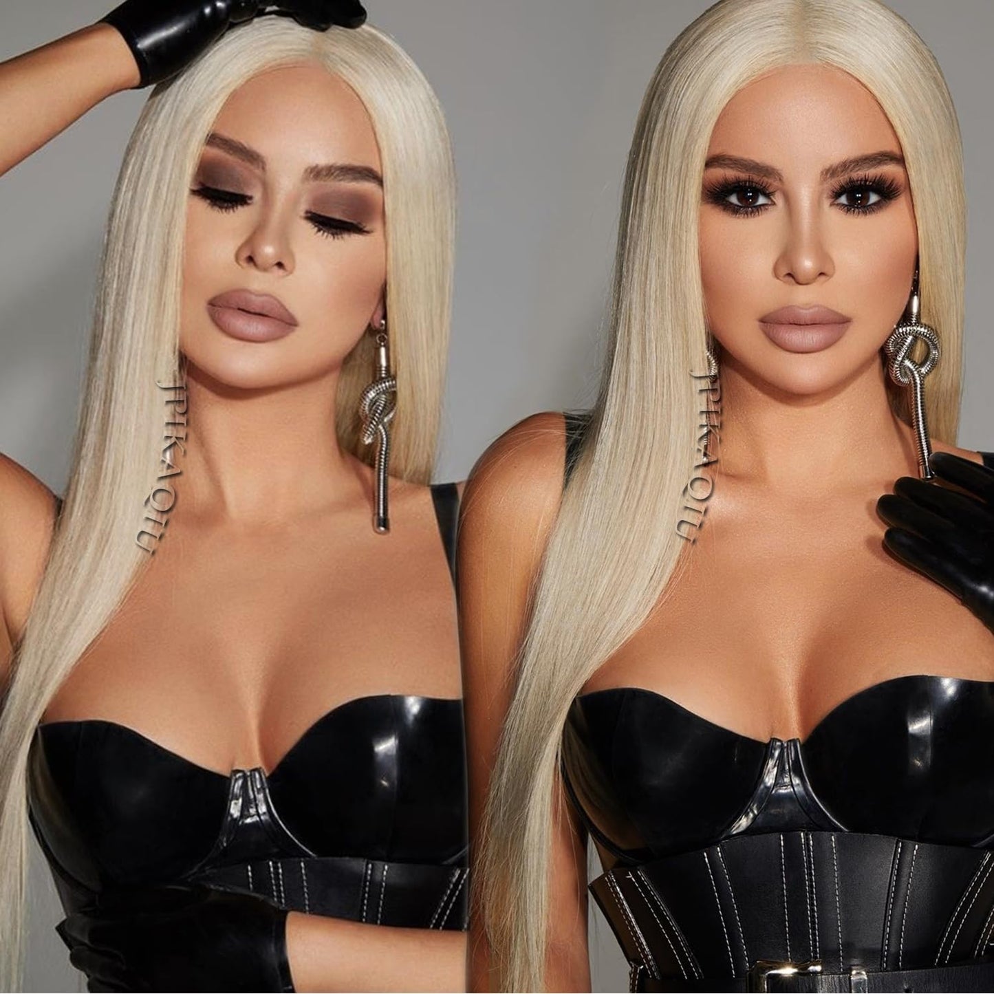 JPIKAQIU Ash Blonde Lace Front Wigs Pre Plucked Long Straight Lace Front Wig Natural Hairline Ash Blonde Colored Synthetic Lace Front Wigs for Women Heat Resistant Fiber Hair