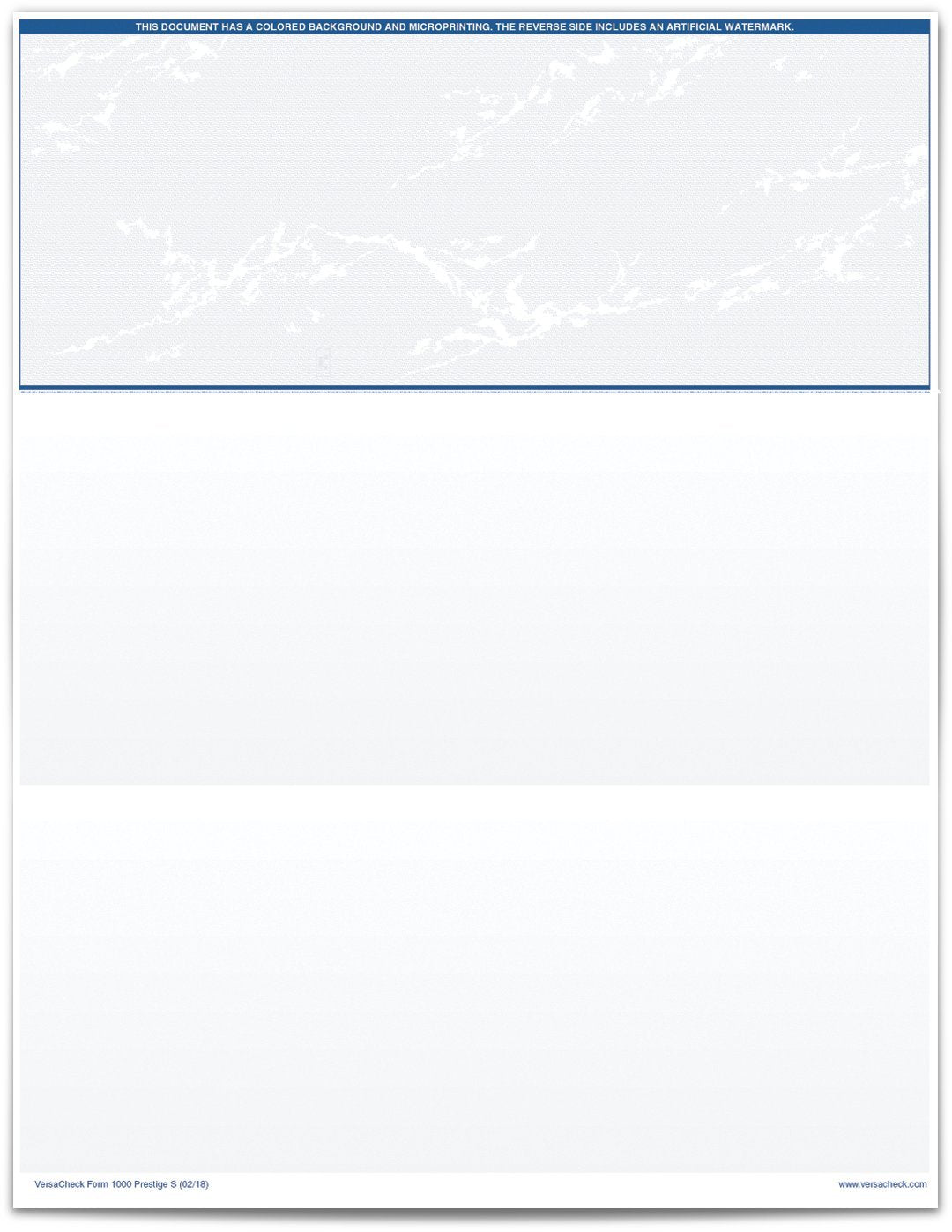 VersaCheck Secure Checks - 500 Blank Business Voucher Checks - Blue Prestige S - 500 Sheets Form #1000 - Check on Top