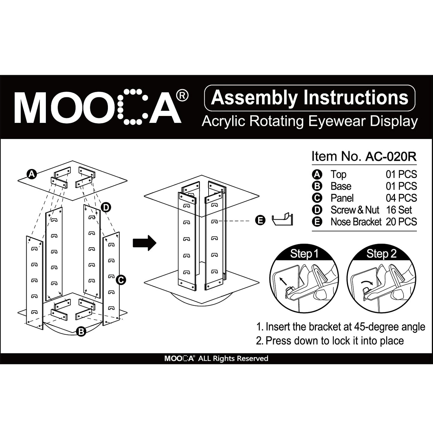 MOOCA Premium Acrylic Rotating Sunglasses & Eyewear Holder Display Sunglasses Organizer Stands Rack, 20 Frames