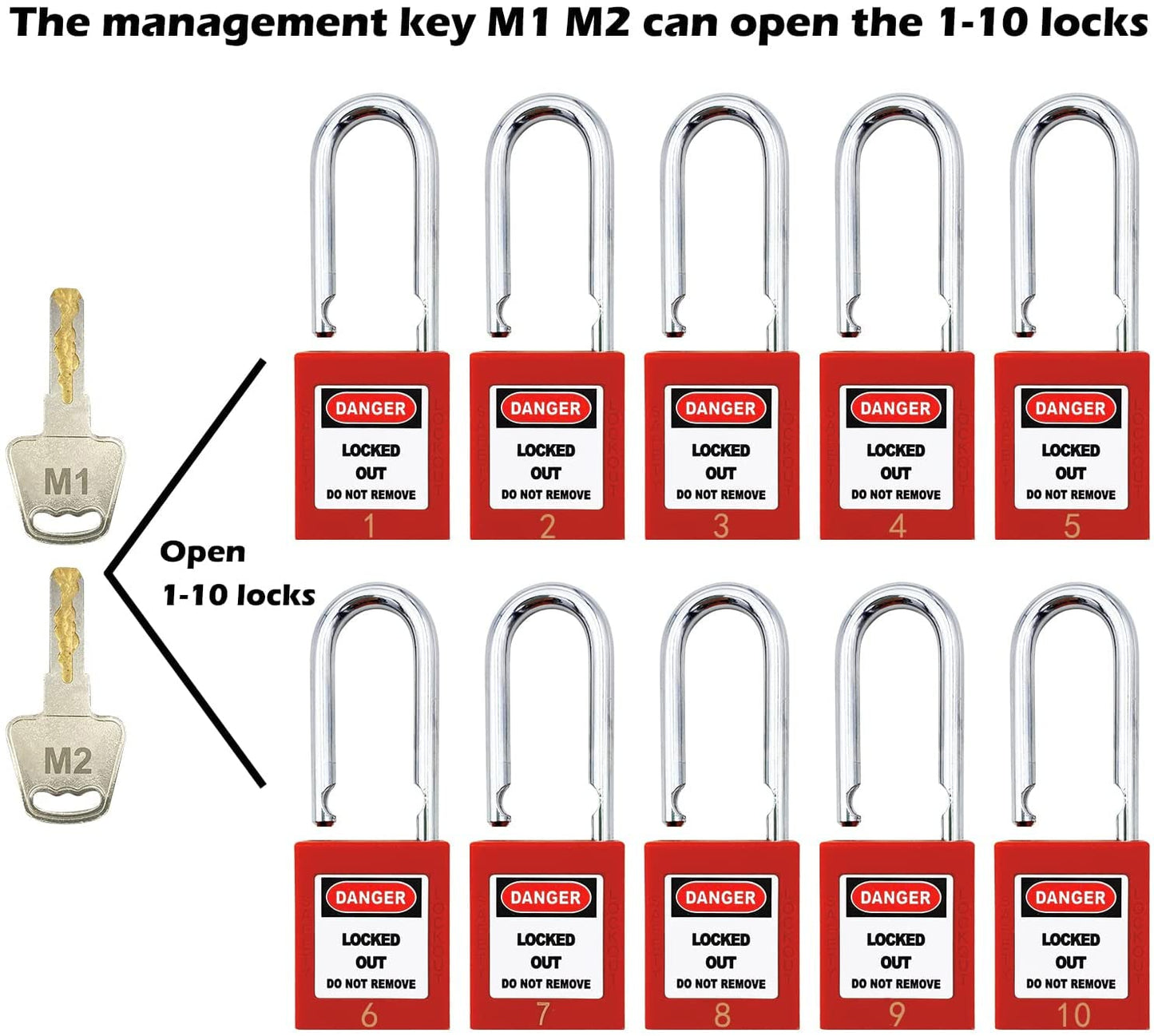 Lockout Tagout Locks, Safety Padlocks, Loto Keyed Differently Lock Out Tag Out Device Plastic with Lockout TagOut Tags