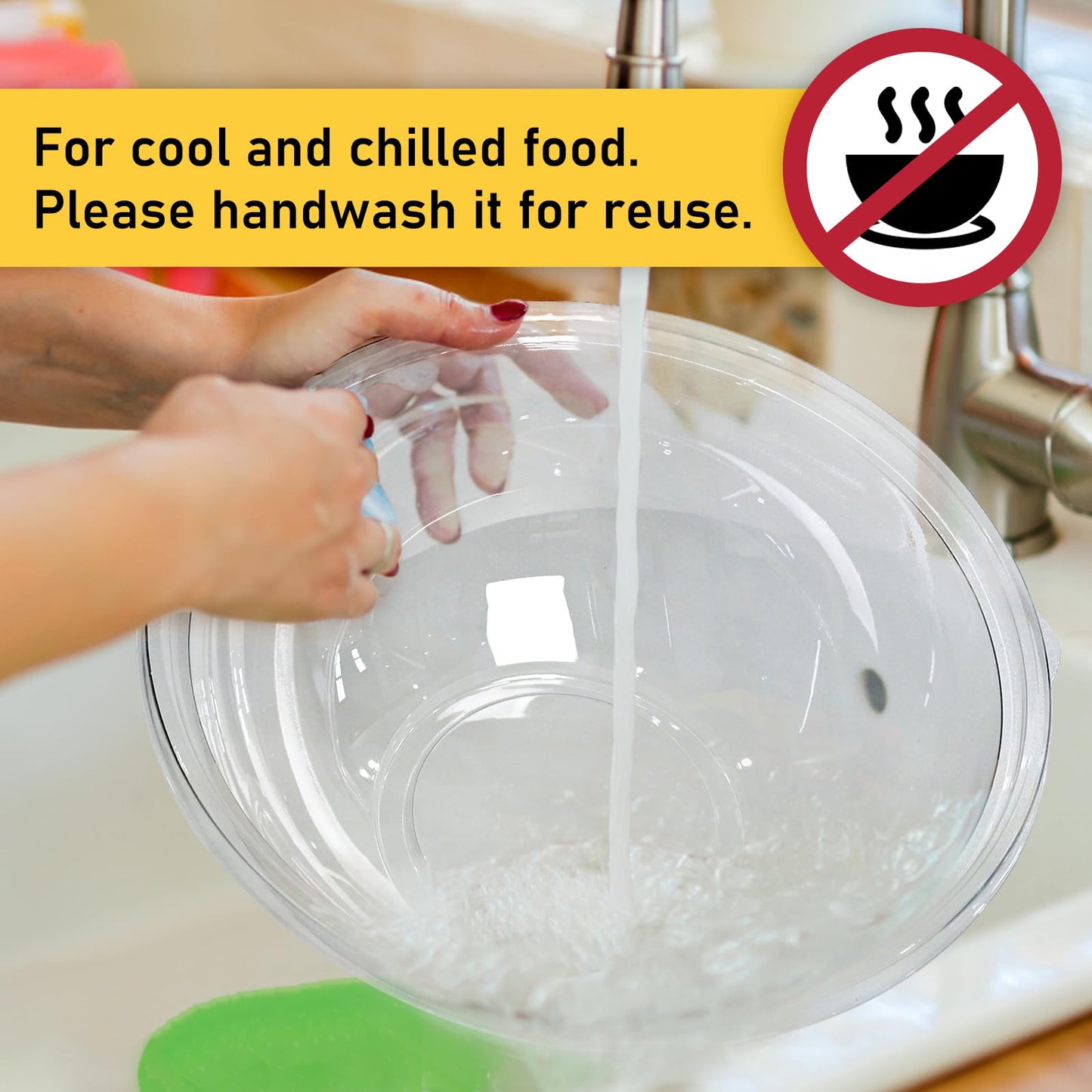 EcoDispose Clear Plastic Serving Salad Bowl Sets, 160 Oz 16PCS in 4 SETS - Round Large Disposable Bowls
