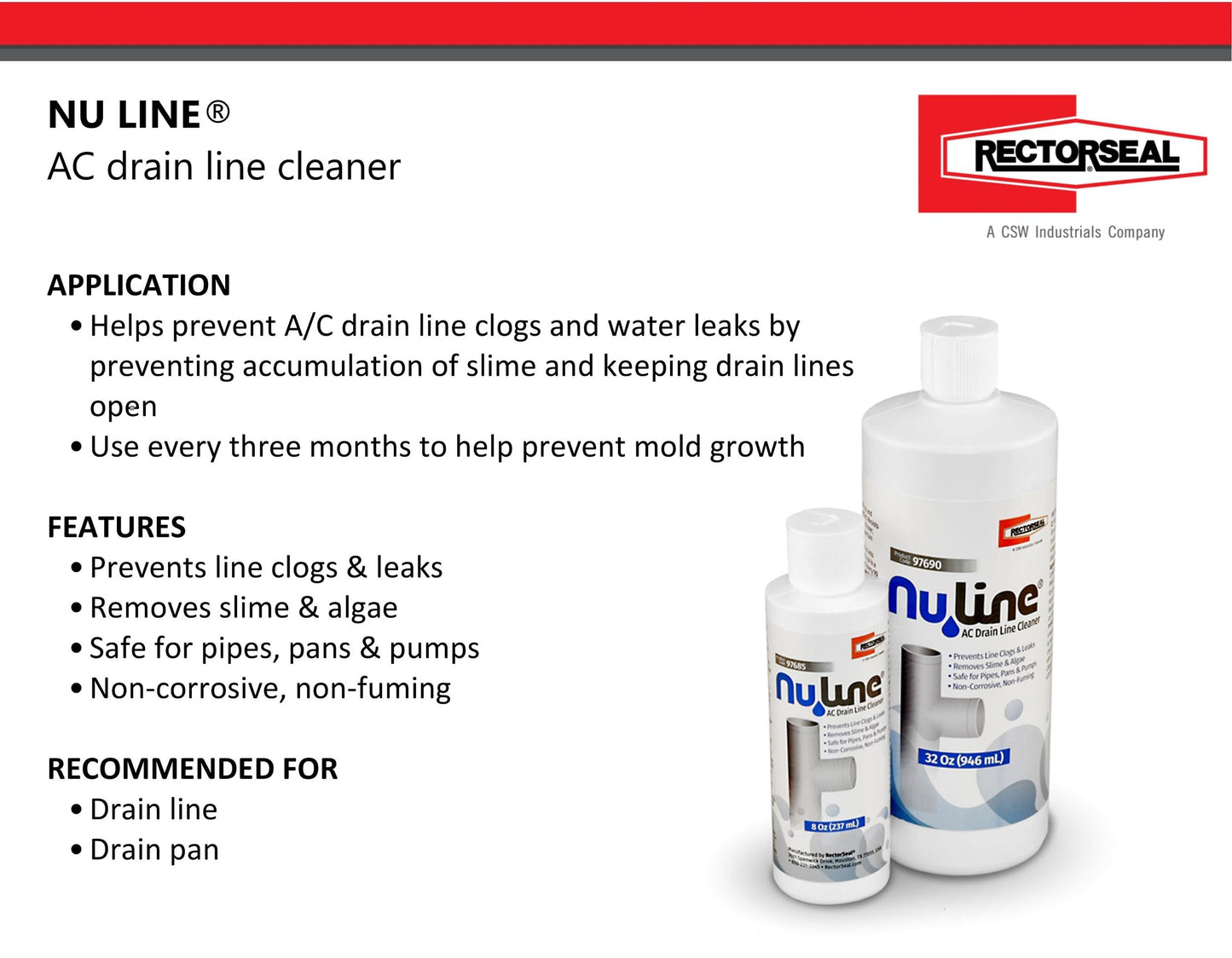 NuLine HVAC Condensate Nu-Line Drain Cleaner, 8 ounce (Pack of 6)