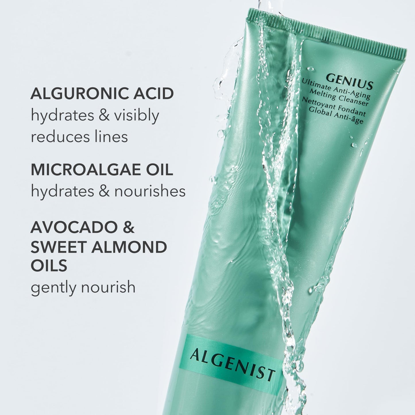 Algenist GENIUS Ultimate Anti-Aging Melting Facial Cleanser - Milky Cleansing Oil + Makeup Remover with Avocado Oil, Alguronic Acid and Microalgae Oil - Nourishes Skin + Improves Radiance (150ml)