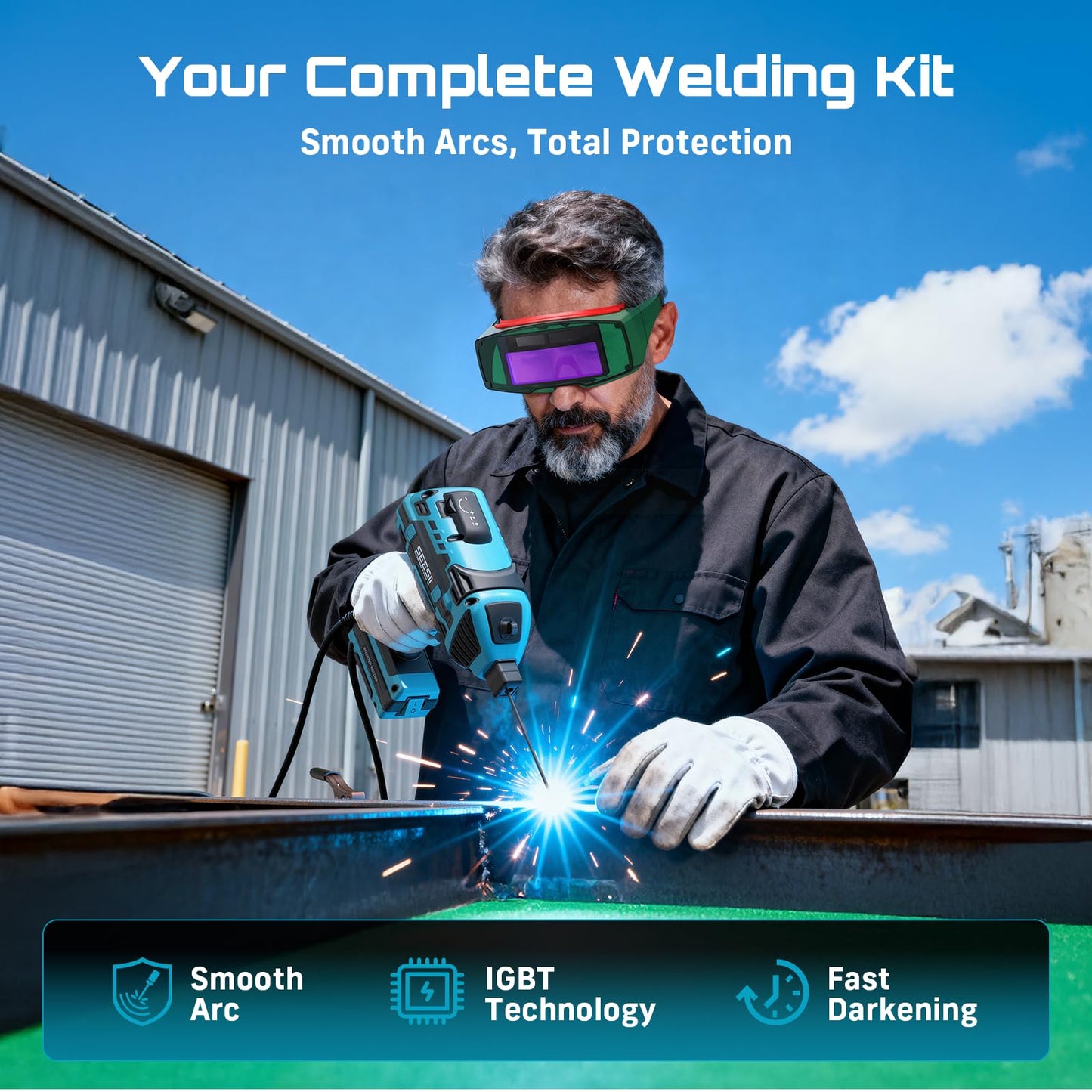 Seesii Portable Welder Handheld, 110V 120A Portable Welding Machine with Goggles & Chipping Hammer, Compatible with for 3/32"-1/8" Rods, Suitable for Home DIY Repair and Automotive Repair Welding
