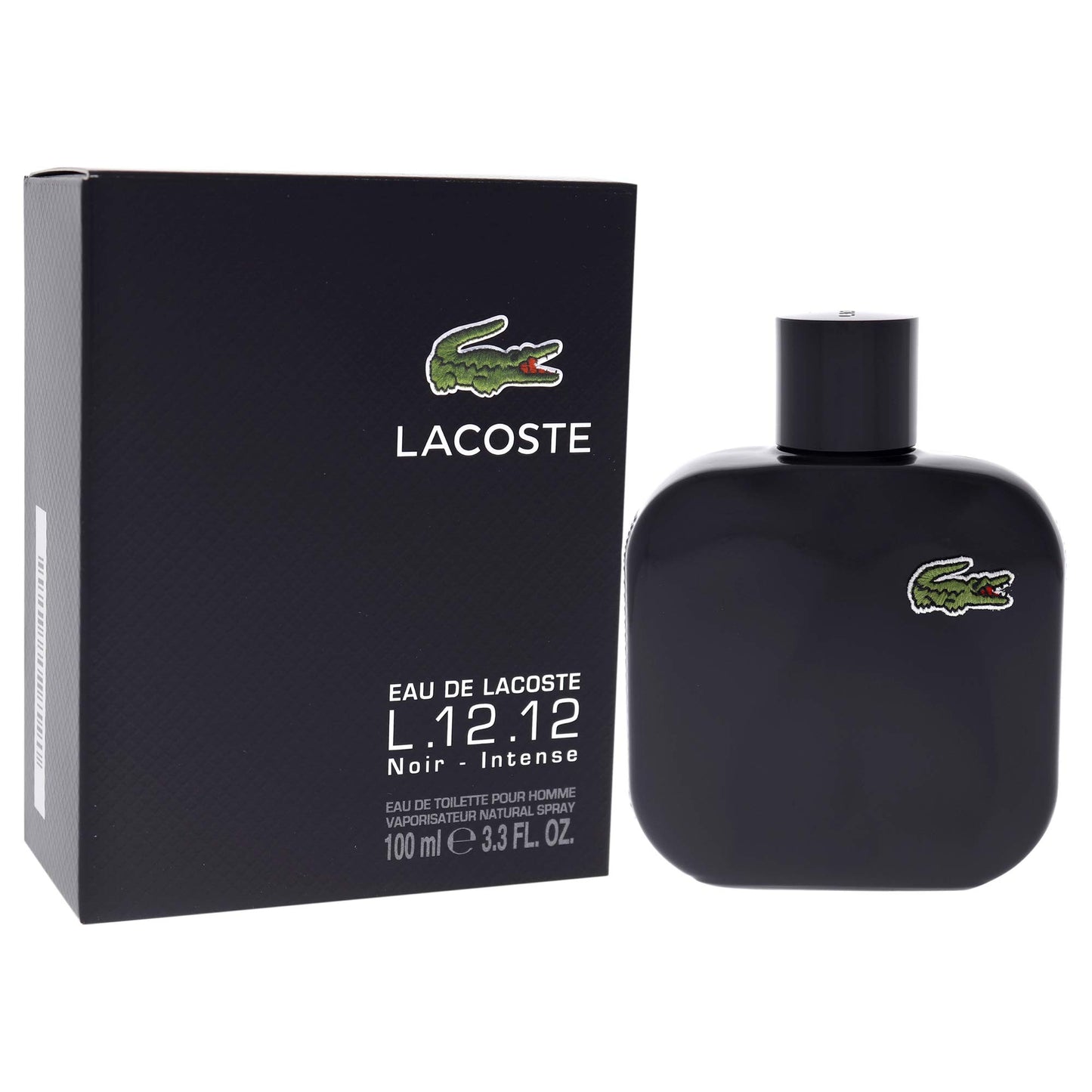 Lacoste Eau de Toilette Spray for Men, Eau De Lacoste L.12.12 Noir, 3.3 Ounce