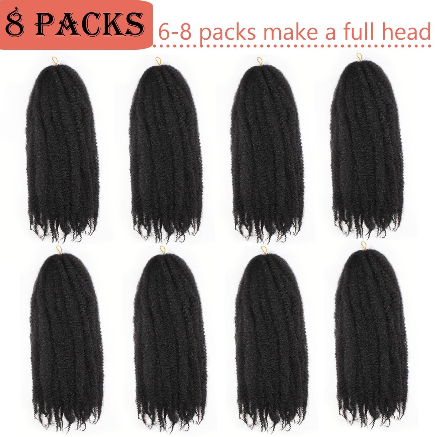 Vustbeauty Marley Twist Braiding Hair 30 Inch Marley Twist Hair Long Cuban Twist Hair 8 Packs Afro Kinky Curly Twist Crochet Hair Synthetic Marley Hair Extensions (30 Inch 8packs, 1B)