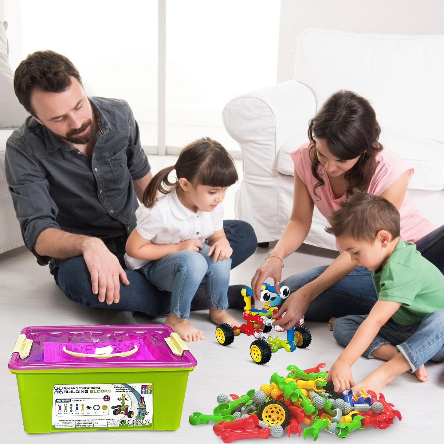 Huaker - Building Toys for 3 4 5 6 7 8 Year Old Boys 180 Building Blocks Educational Learning Toys with Large Storage Box Ideal Birthday Gifts