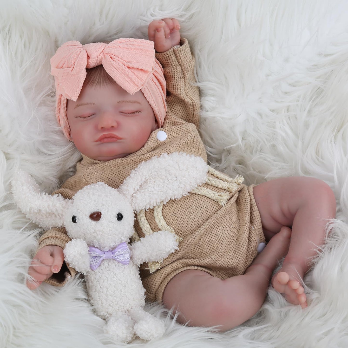 KSBD Lifelike Reborn Baby Dolls-20 inch Sleeping Realistic Newborn Baby Dolls, Soft Cloth Body with Feeding Toy for Kids Age 3 +