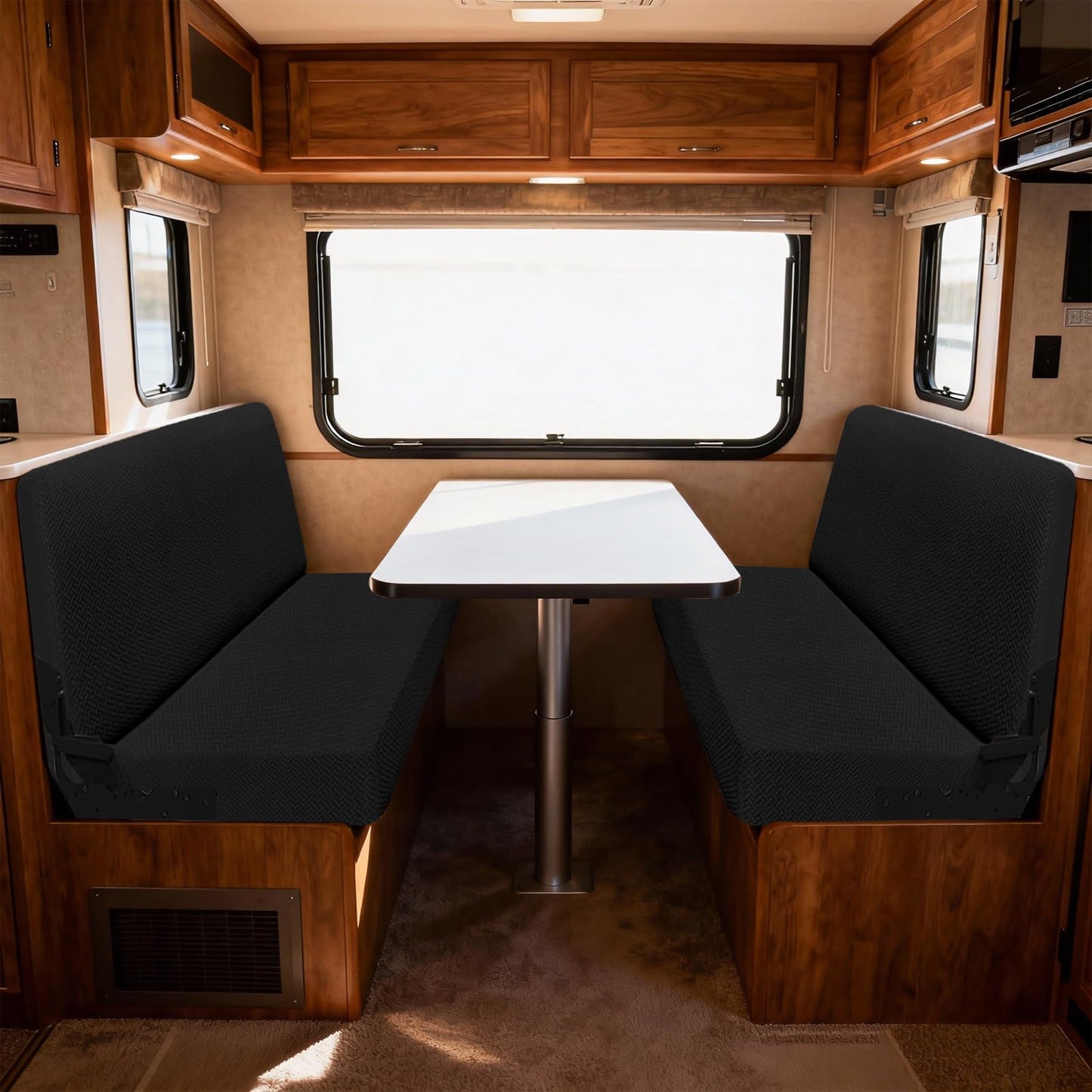 YUJIASH RV Couch Covers for Sofa Bed,2-Piece Backrest and Seat Slip Covers,for Jackknife Sofa,rv Furniture Cover(Black)