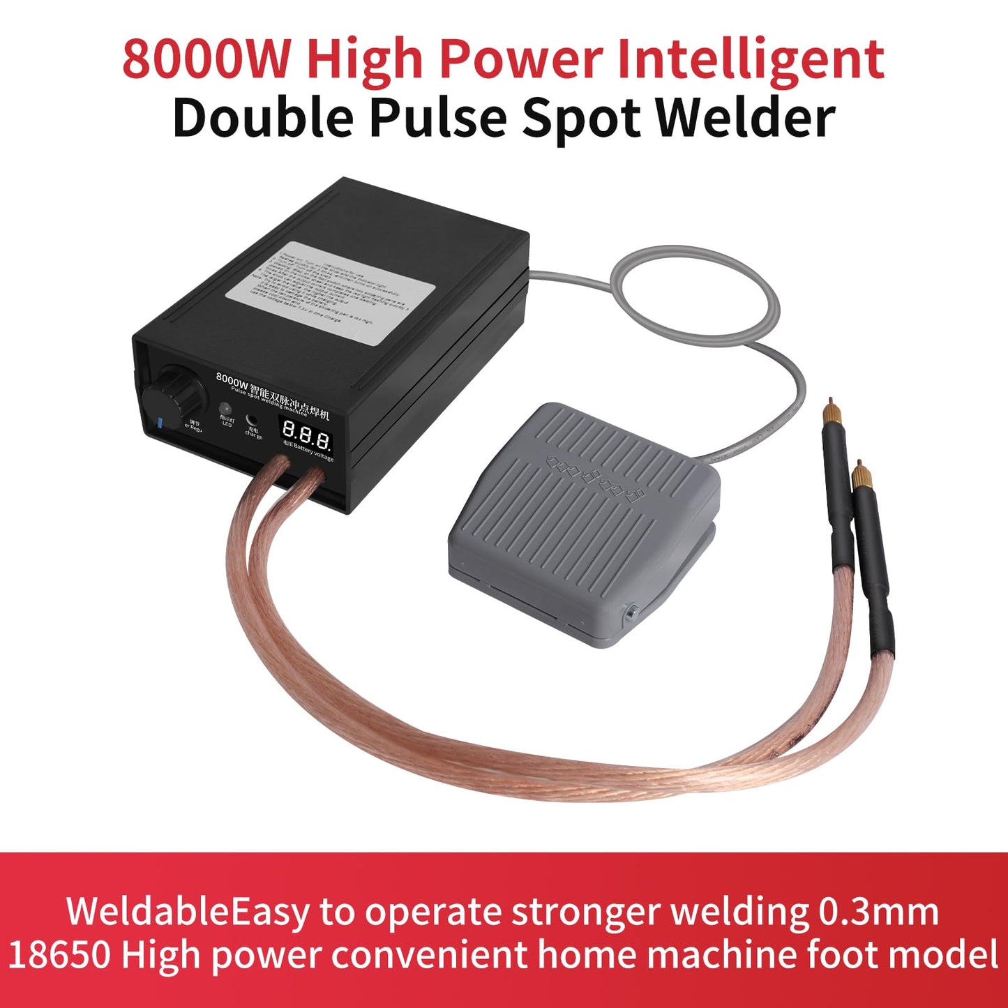 8000W Spot Welder,Handheld Spot Welder,Portable Spot Welder Machine DIY Kit,High Power Handheld Spot Welding Machine,with nickel strip and spot welding pen,for 18650 Battery Pack Welding Tools