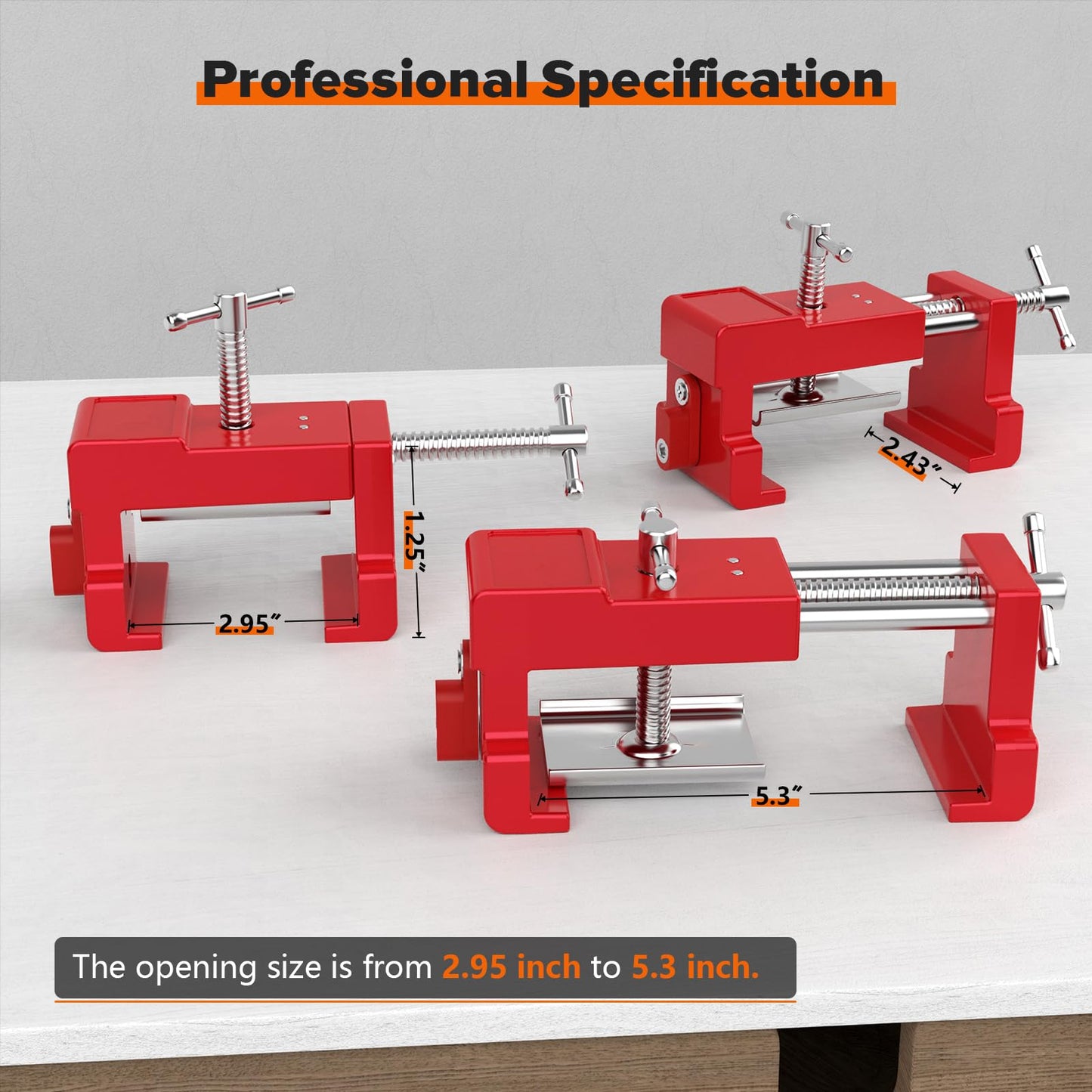 Cabinet Clamps, Cabinet Installation Clamps Cabinetry Clamps Cabinet Face Frame Clamps Cabinet Tools with Two Side Screws and Alignment Plate, 4 Pack (Red-4 Pack)