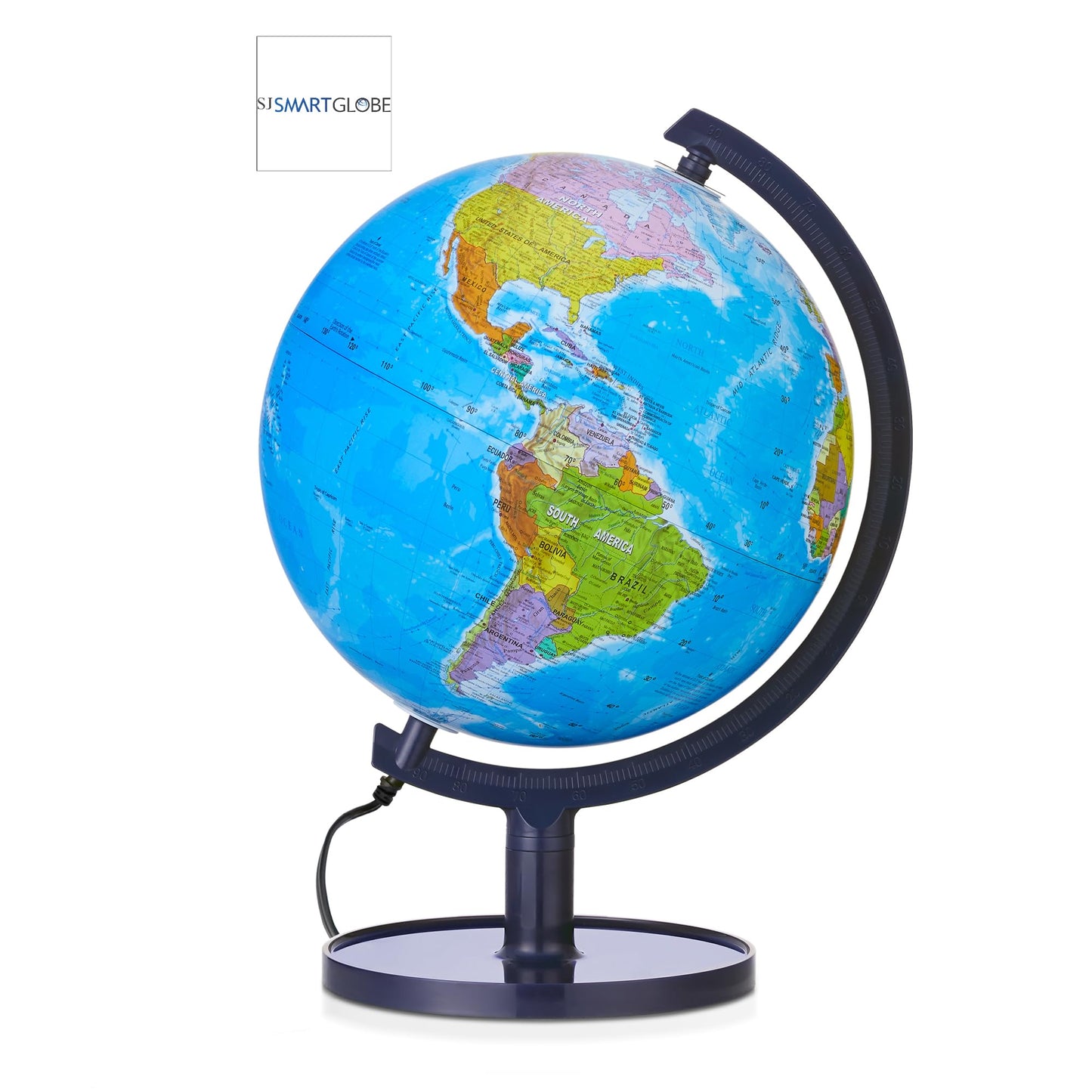 SJSMARTGLOBE Interactive 10" Globe for Children with Stand (DIY) - App-Compatible, 400 Wonders, 1000+ Facts, LED Constellations, STEM Globe, World Lamp & Earth Decor